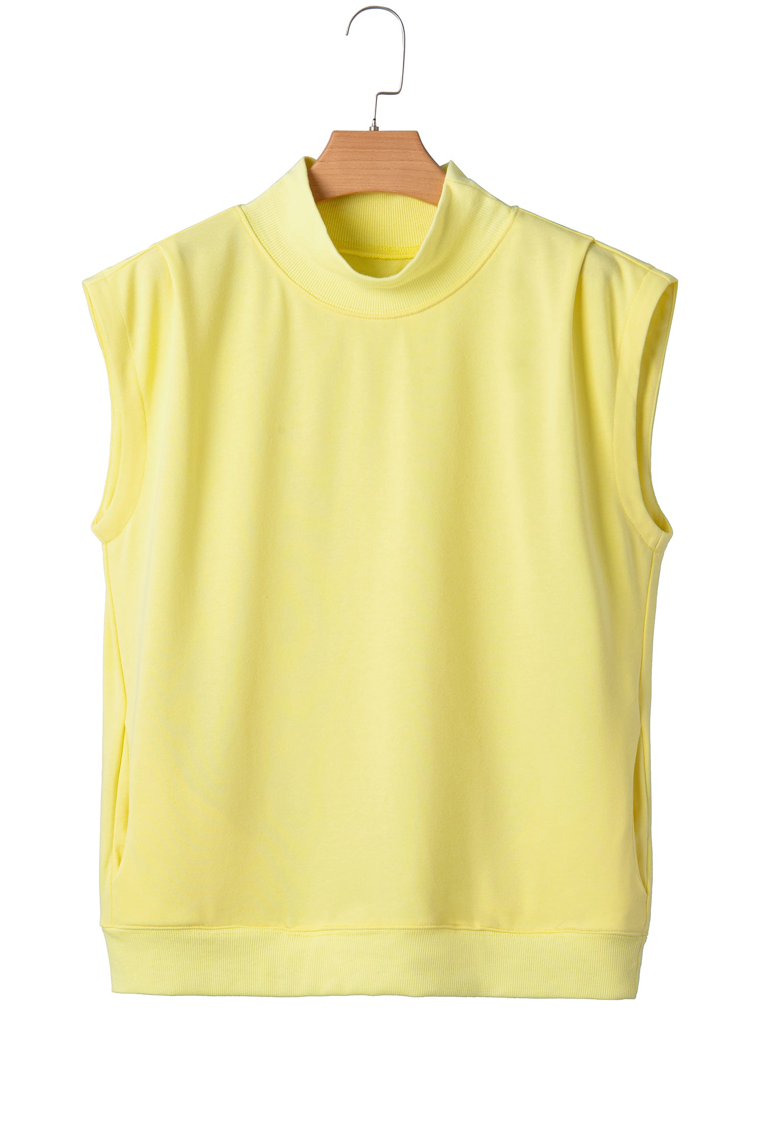 Pink Solid Color High Neck Cap Sleeve Loose Top