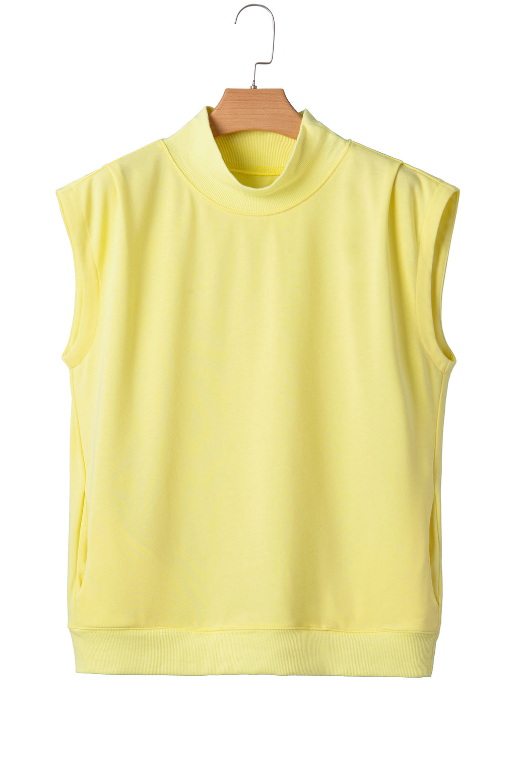 Pink Solid Color High Neck Cap Sleeve Loose Top