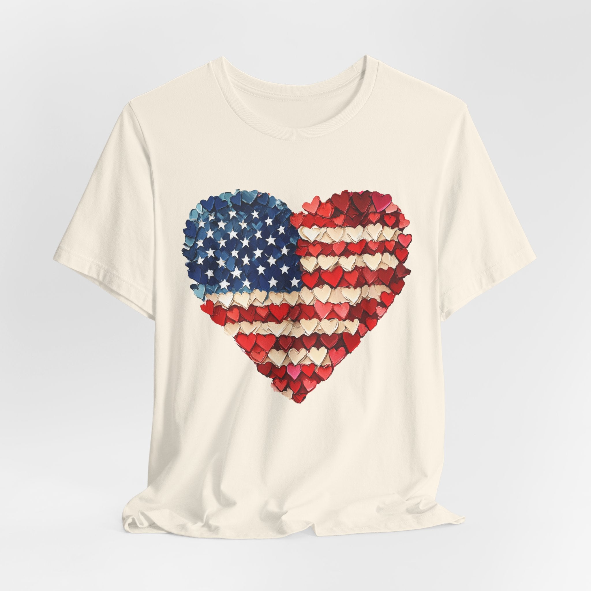 American Flag Heart T-Shirt — Patriotic USA Floral Heart Tee for 4th of July