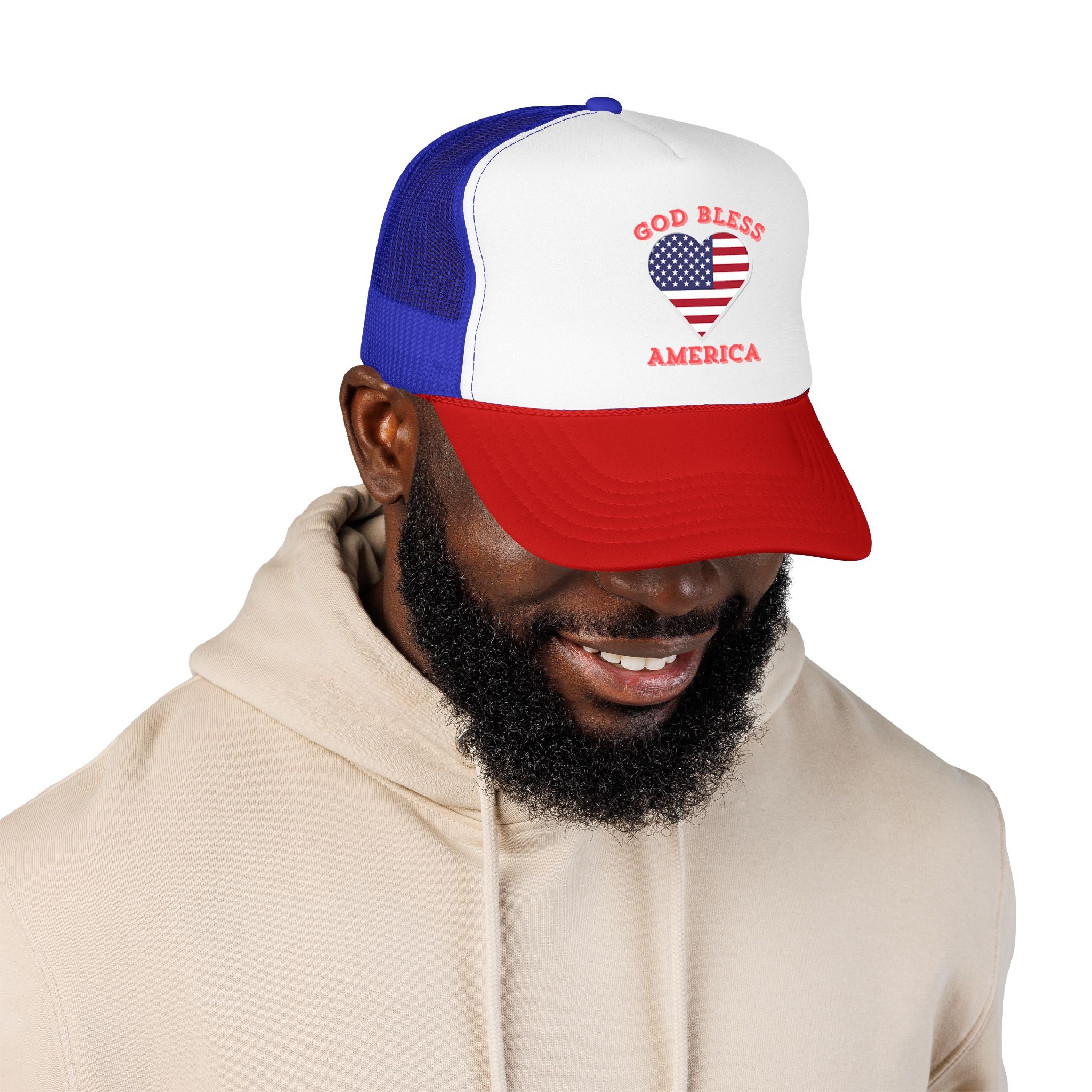 God Bless America Heart Trucker Hat