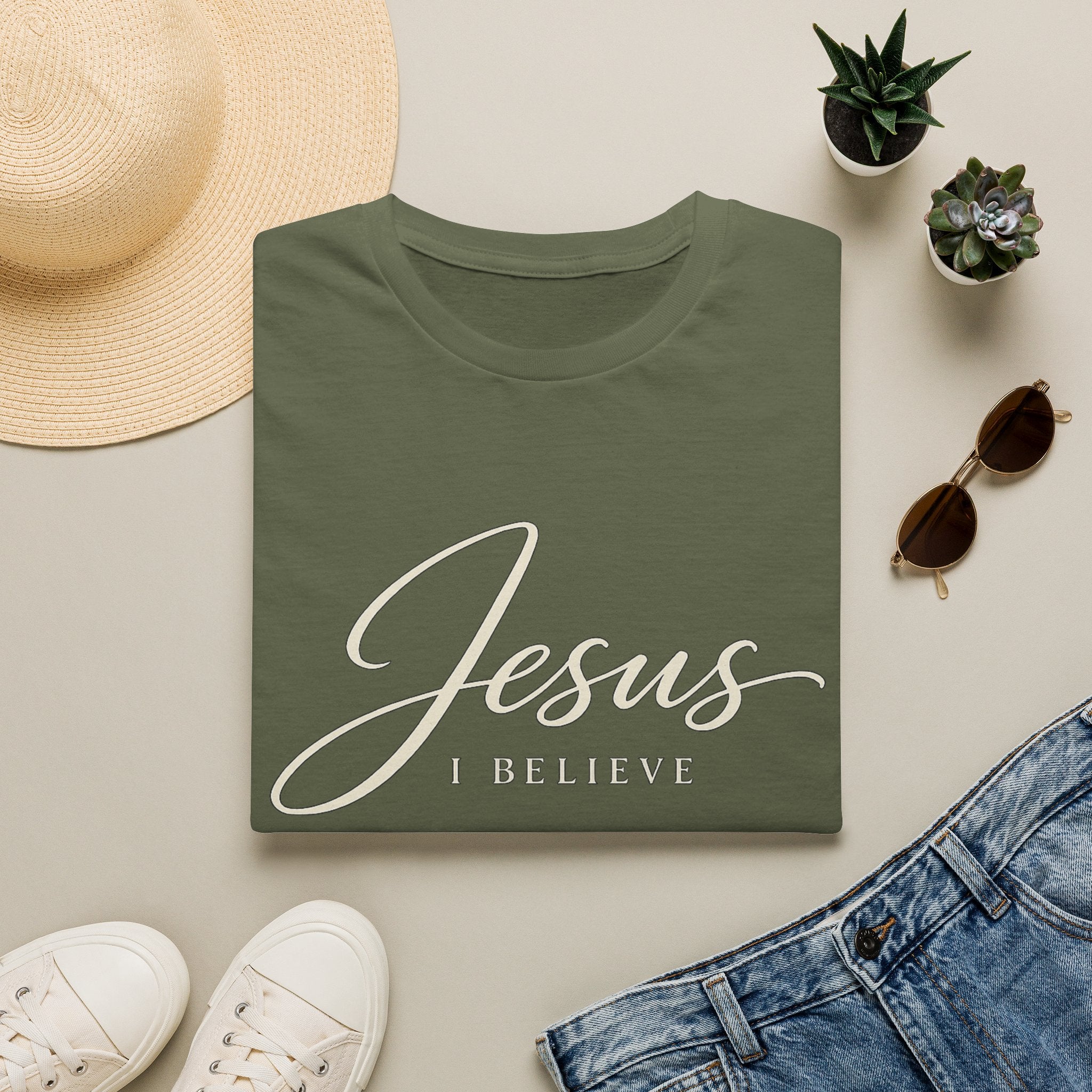 Jesus Script T-Shirt — 'Jesus I Believe' Faith Tee
