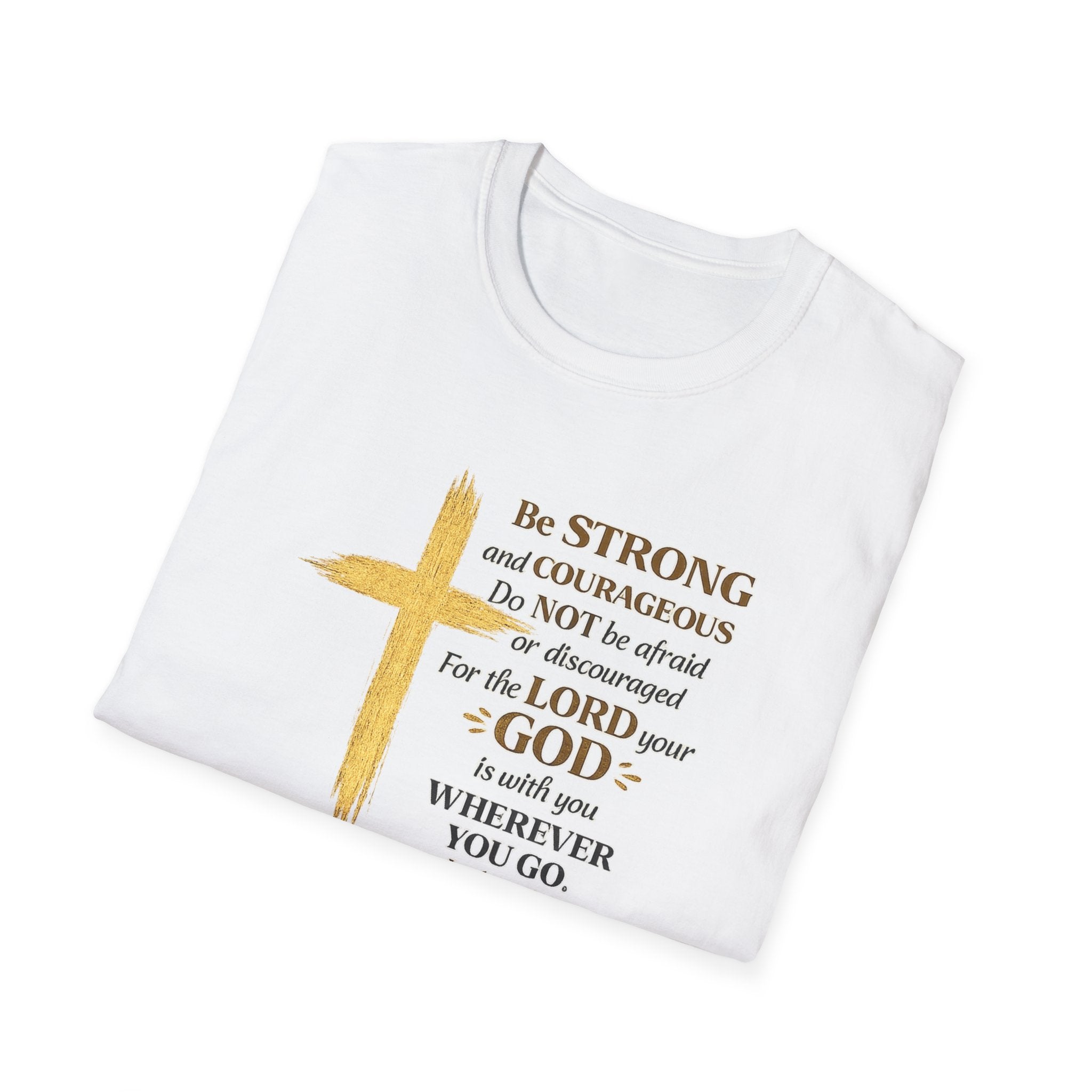 Class of 2026 Graduation T-Shirt — Gold Cross & Joshua 1:9 Inspirational Tee