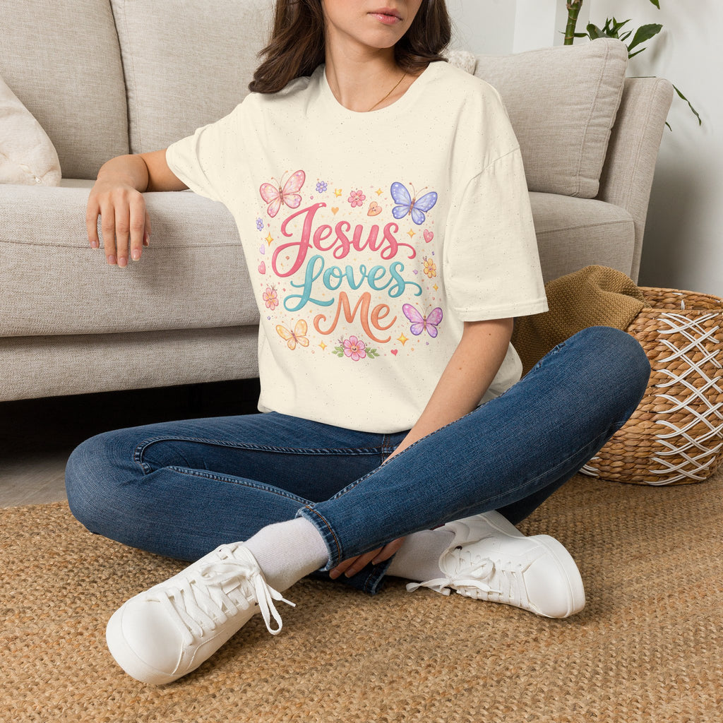 Jesus Loves Me T-Shirt — Pastel Butterfly Christian Tee
