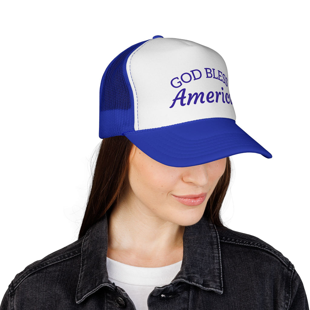 God Bless America Trucker Cap – Patriotic Mesh Baseball Hat
