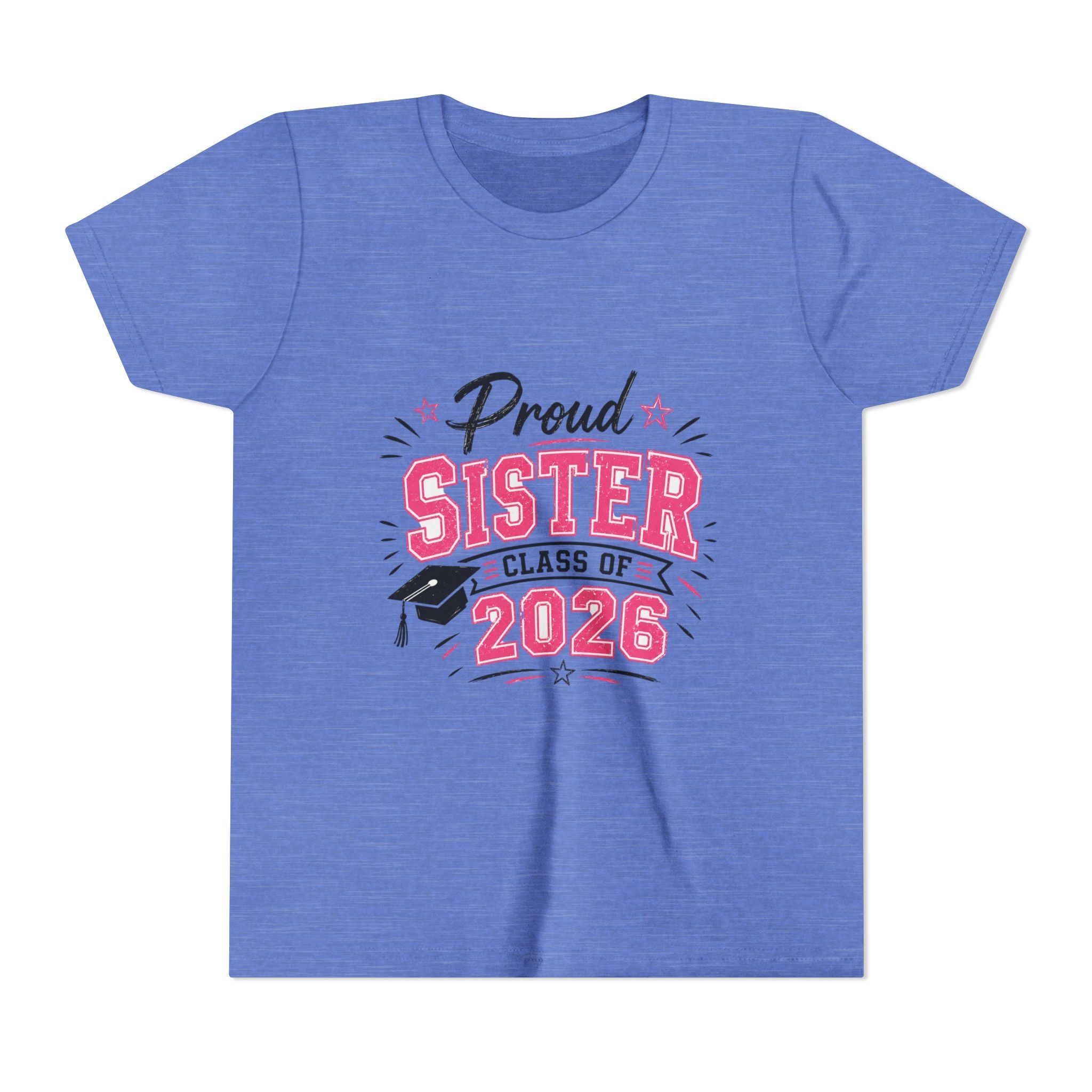 Proud Sister Class of 2026 Youth Tee — Pink Graduation Shirt for Kids