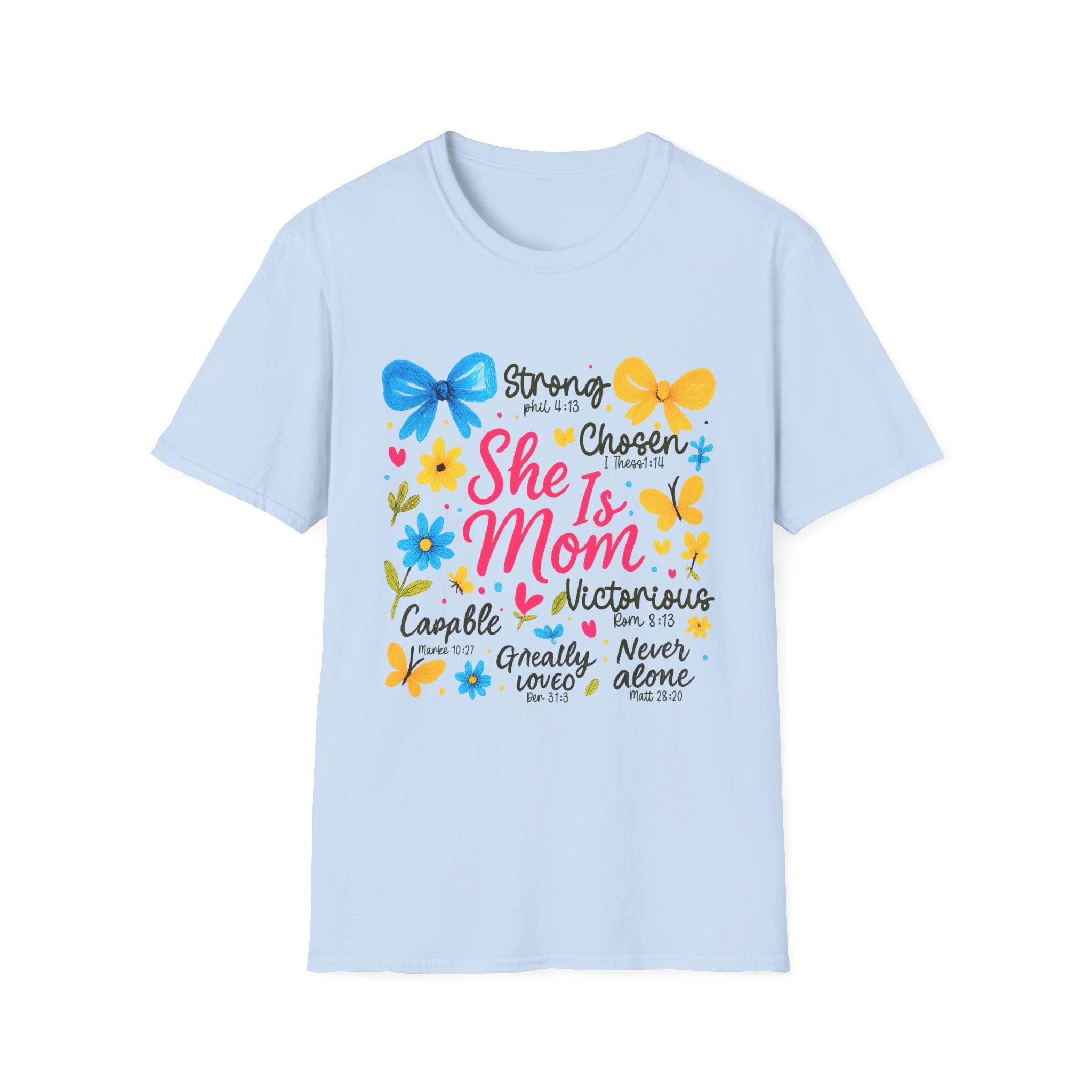 "She Is Mom" Floral Positive Affirmation Tee for Mothers, Mother's Day Gift
