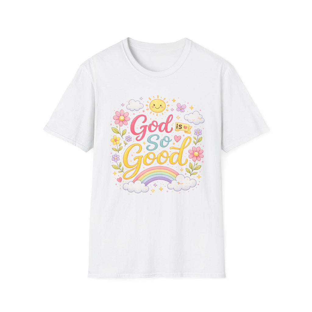 God Is So Good T-Shirt — Cute Floral Rainbow Christian Tee
