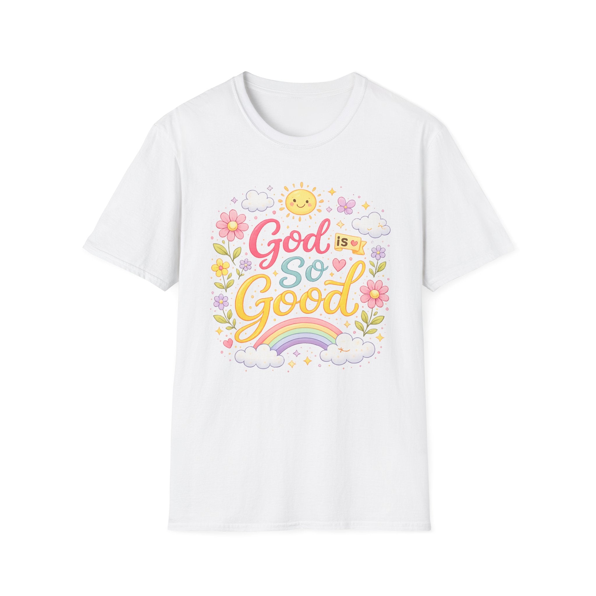 God Is So Good T-Shirt — Cute Floral Rainbow Christian Tee
