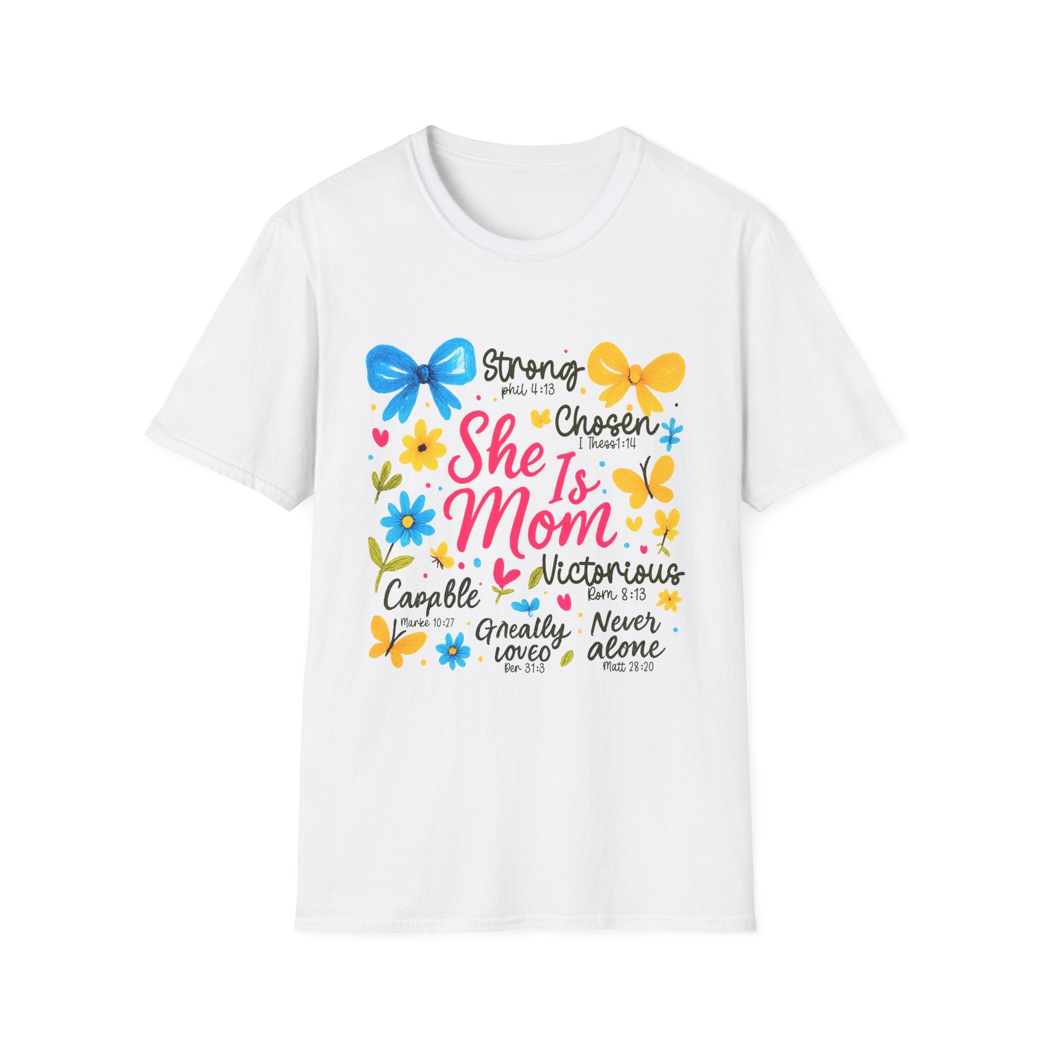 "She Is Mom" Floral Positive Affirmation Tee for Mothers, Mother's Day Gift