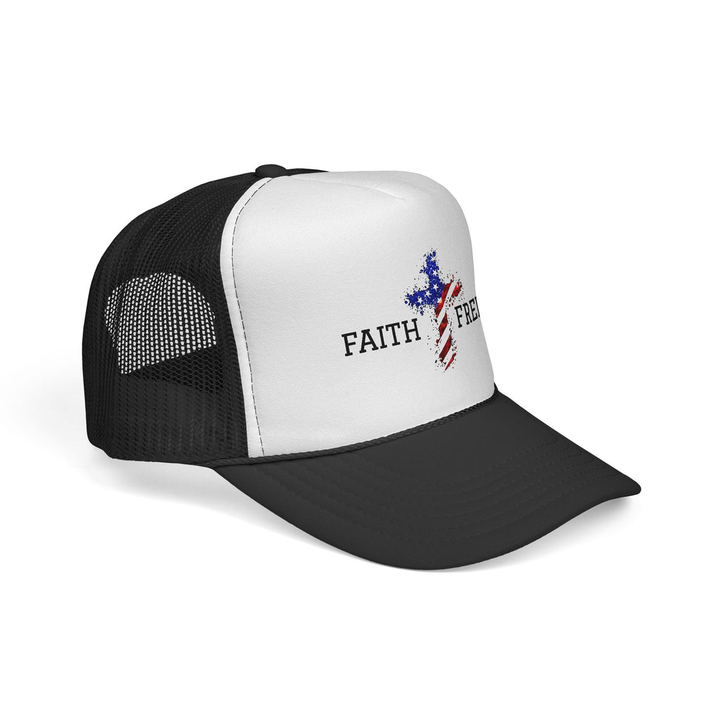 Faith & Freedom Trucker Hat — American Flag Cross Mesh Cap
