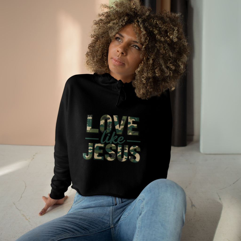 Love Like Jesus Cropped Hoodie — Christian Camo Faith Sweatshirt