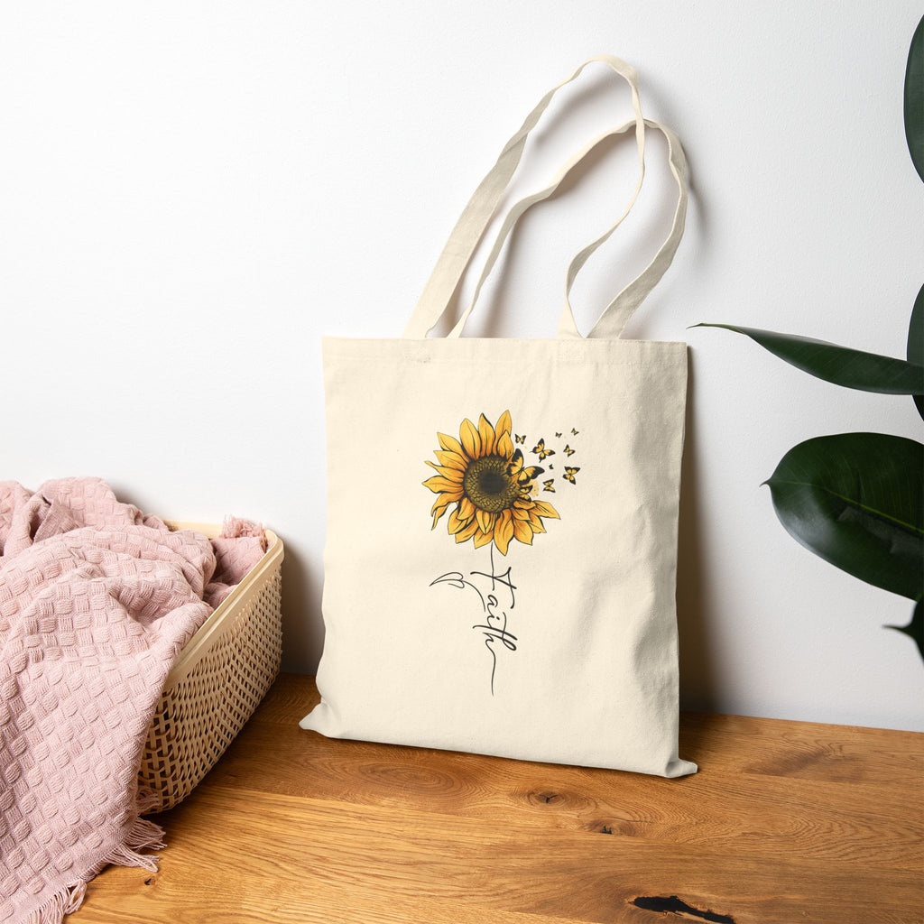 Faith Sunflower Canvas Tote Bag