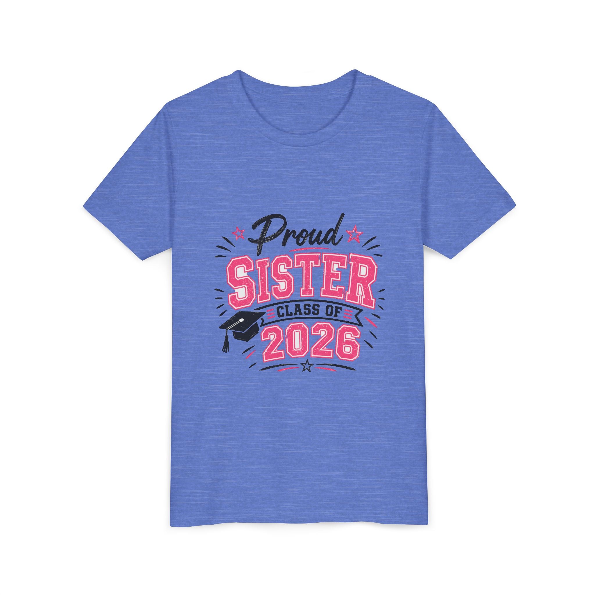 Proud Sister Class of 2026 Youth Tee — Pink Graduation Shirt for Kids