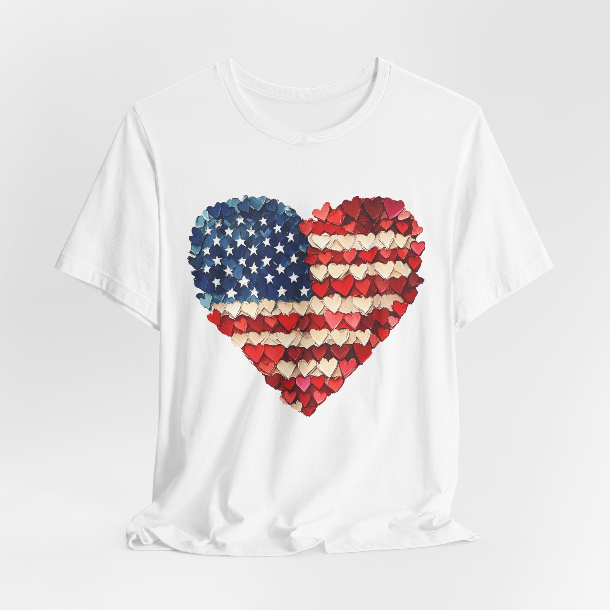 American Flag Heart T-Shirt — Patriotic USA Floral Heart Tee for 4th of July