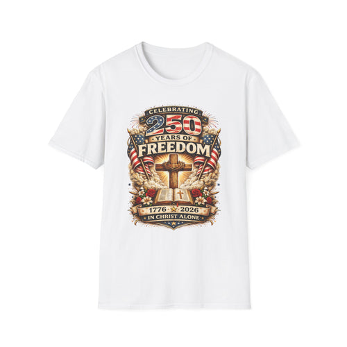 "In Christ Alone" 1776–2026 Patriotic Cross Tee