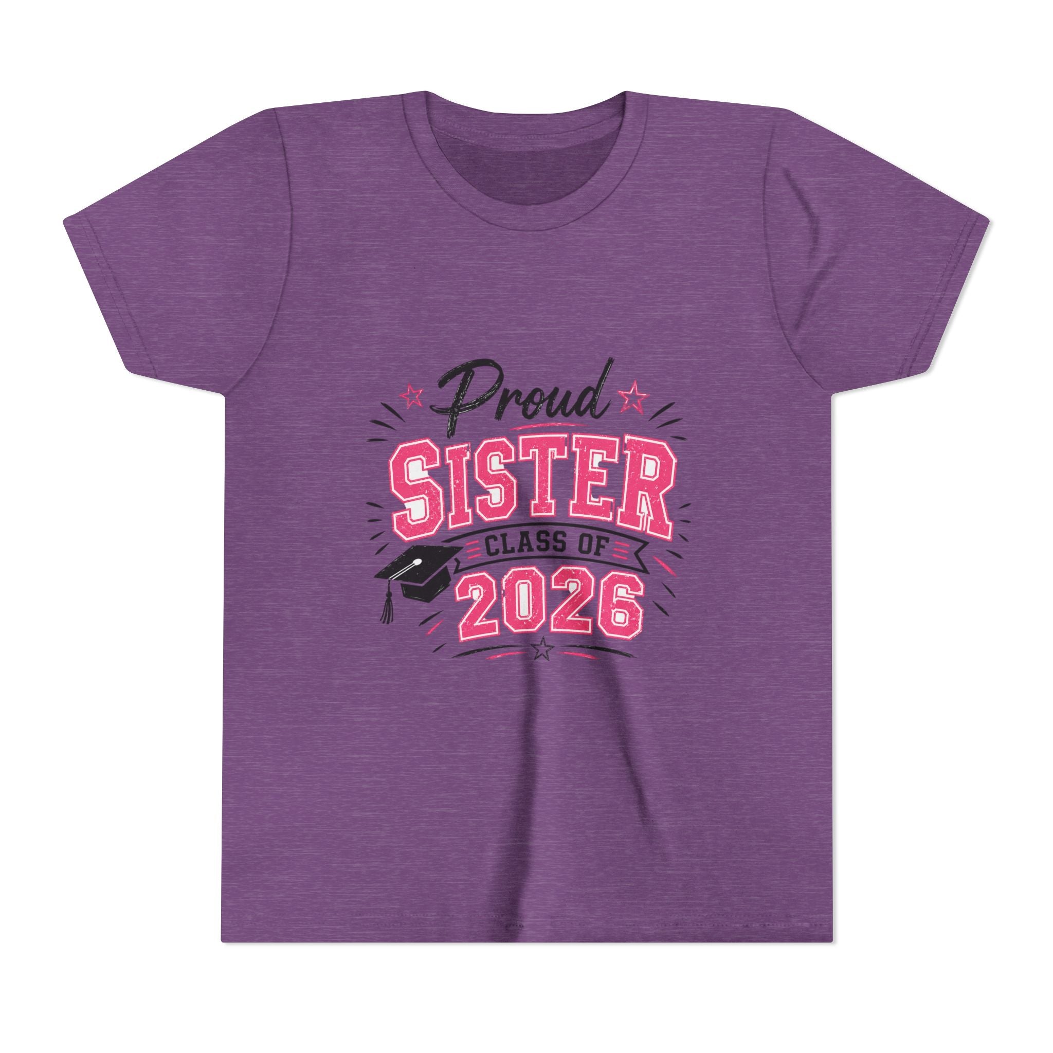 Proud Sister Class of 2026 Youth Tee — Pink Graduation Shirt for Kids