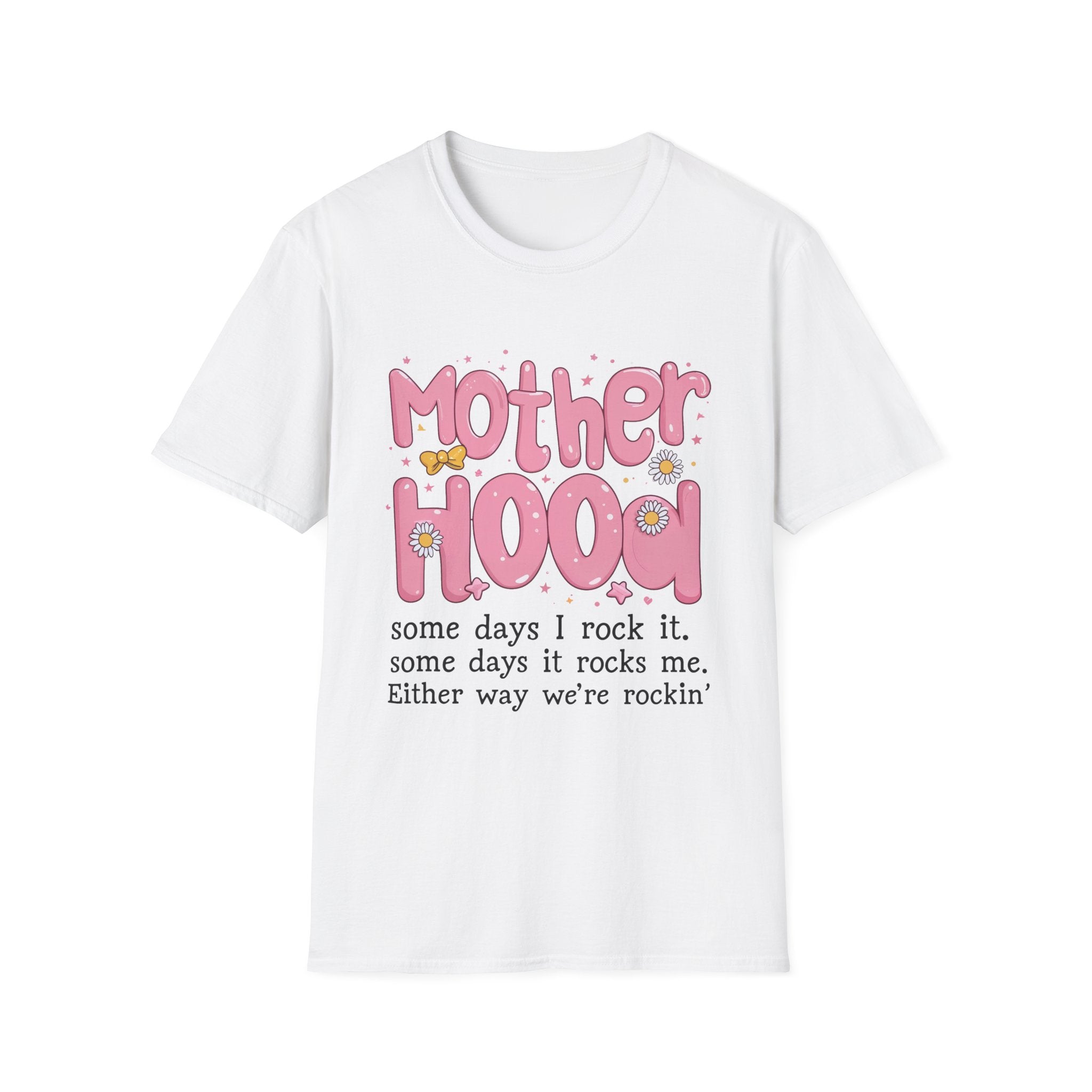 Mother Hood Retro Mom T-Shirt — Pink Motherhood Graphic Tee