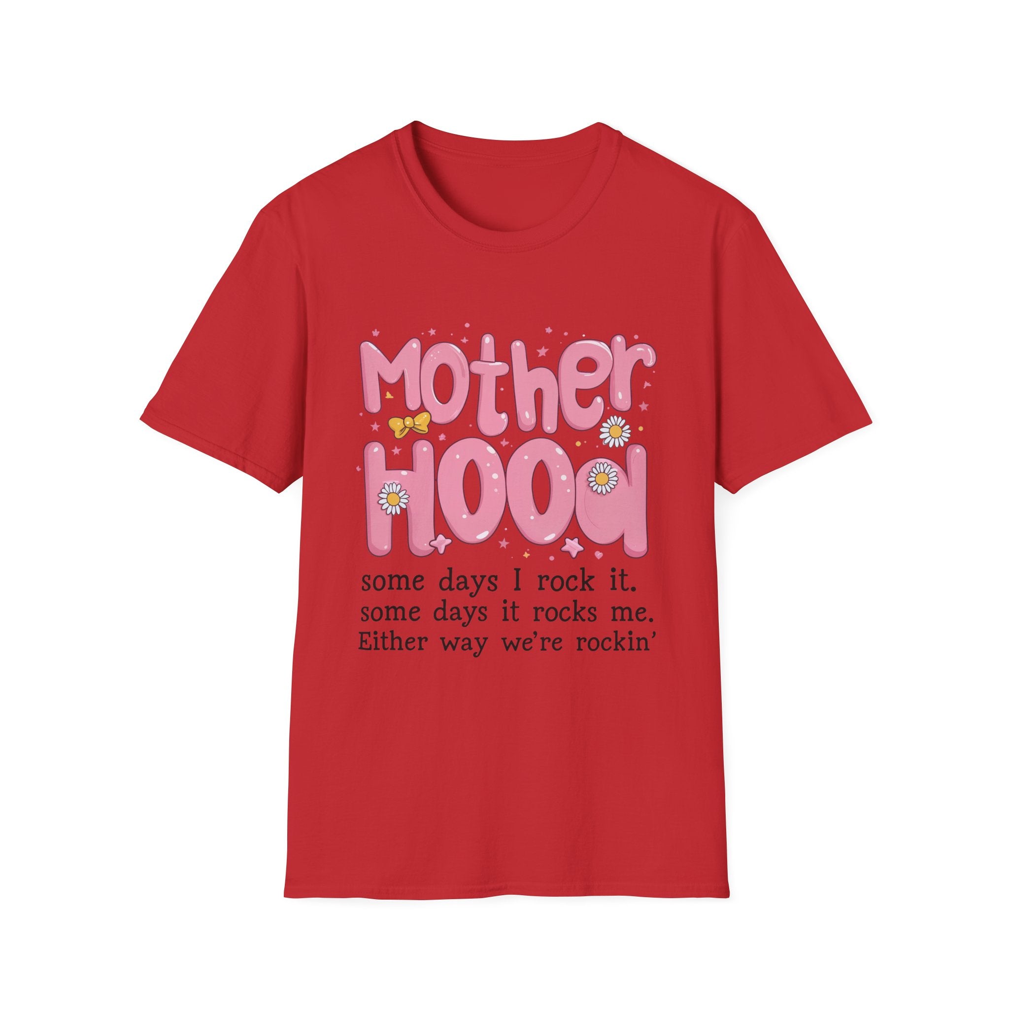 Mother Hood Retro Mom T-Shirt — Pink Motherhood Graphic Tee