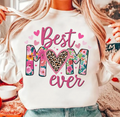 Best Mom Ever Floral Leopard Heart Crewneck Sweatshirt — Mother's Day Gift