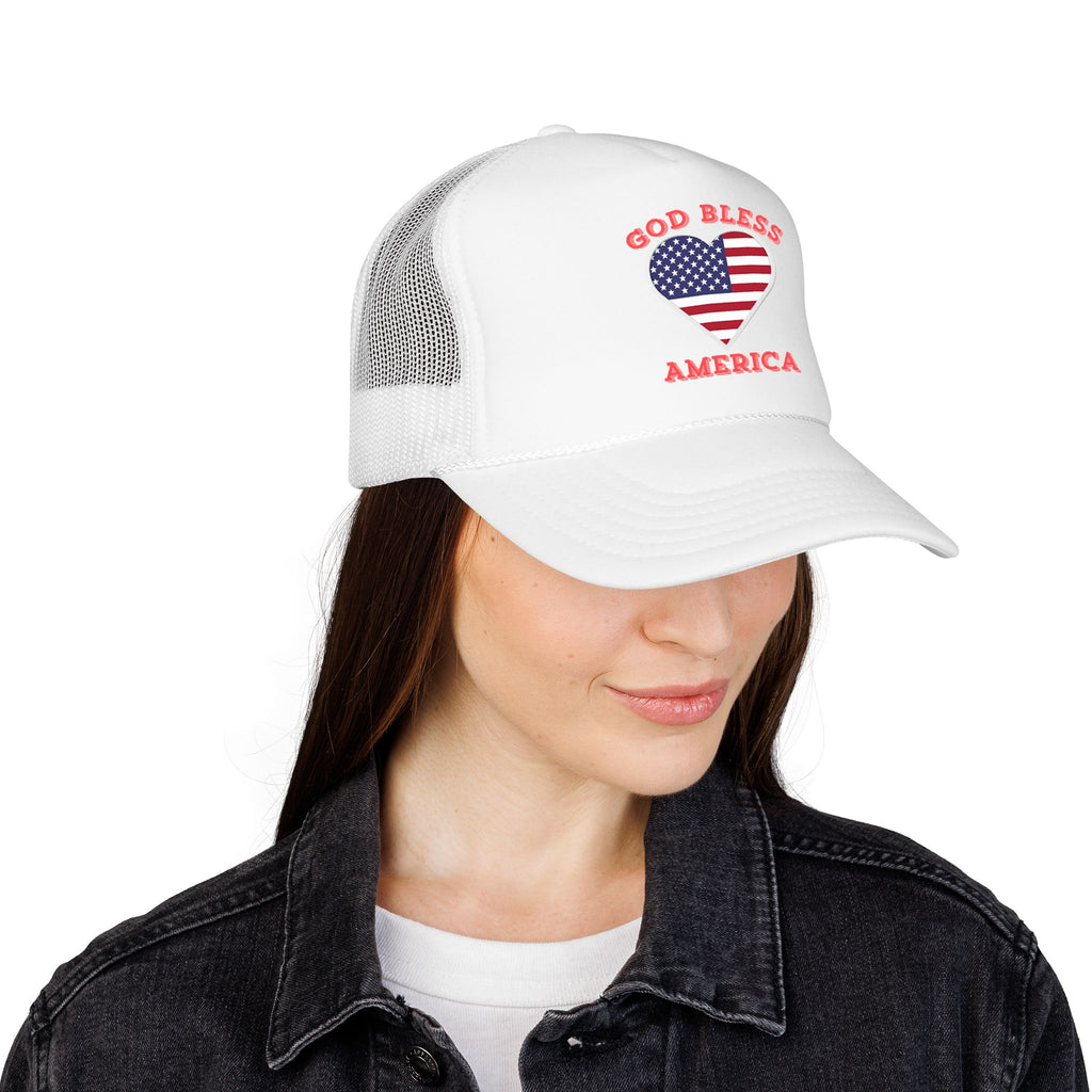 God Bless America Heart Trucker Hat