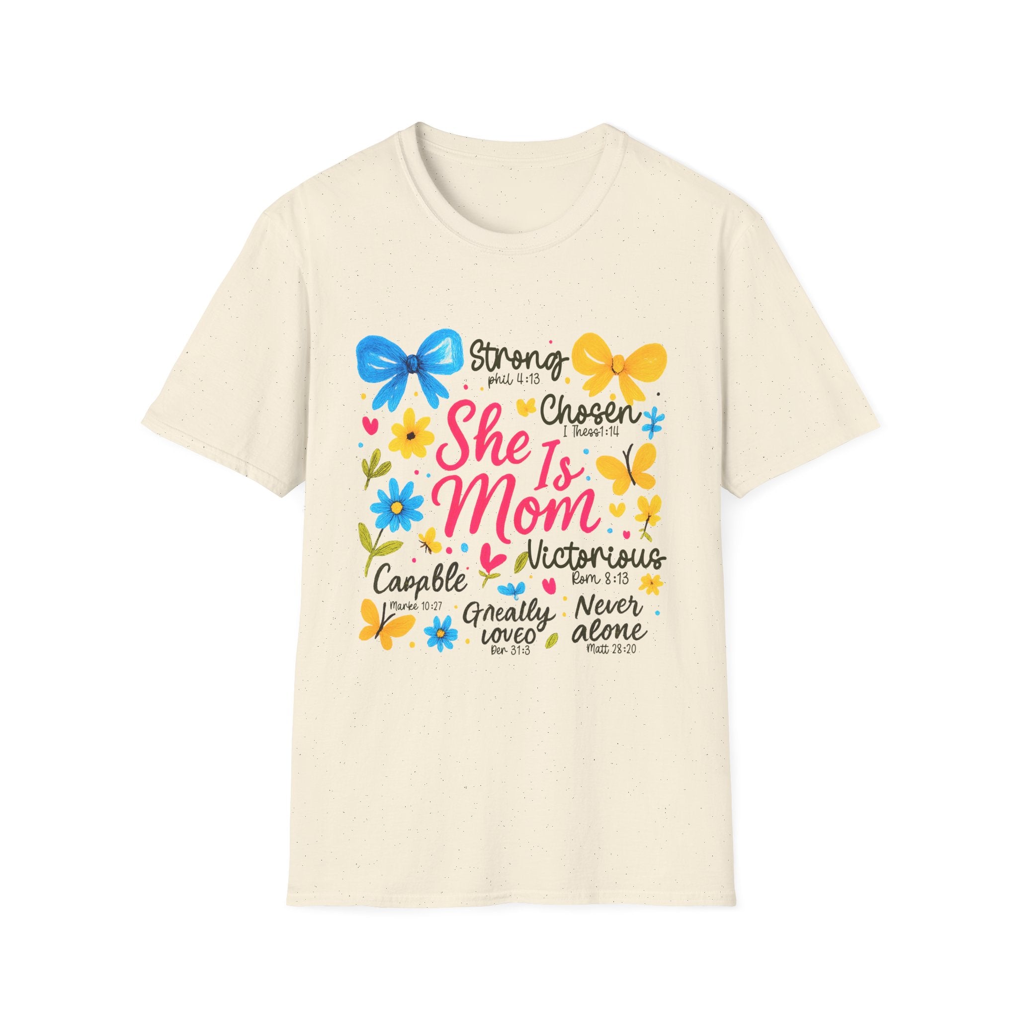 "She Is Mom" Floral Positive Affirmation Tee for Mothers, Mother's Day Gift