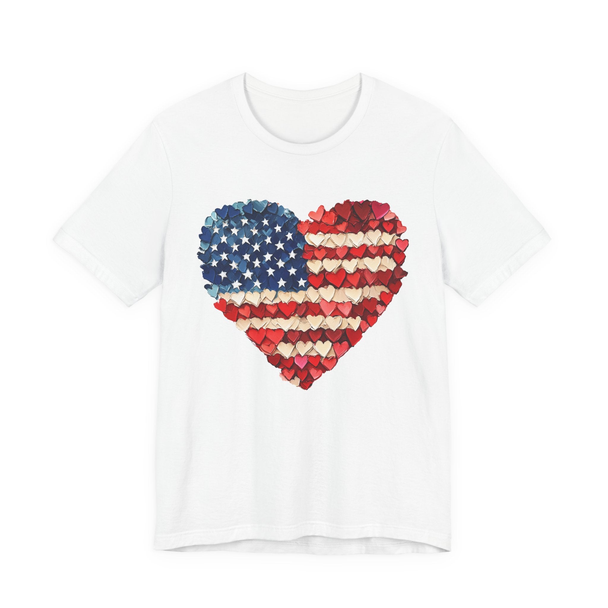 American Flag Heart T-Shirt — Patriotic USA Floral Heart Tee for 4th of July