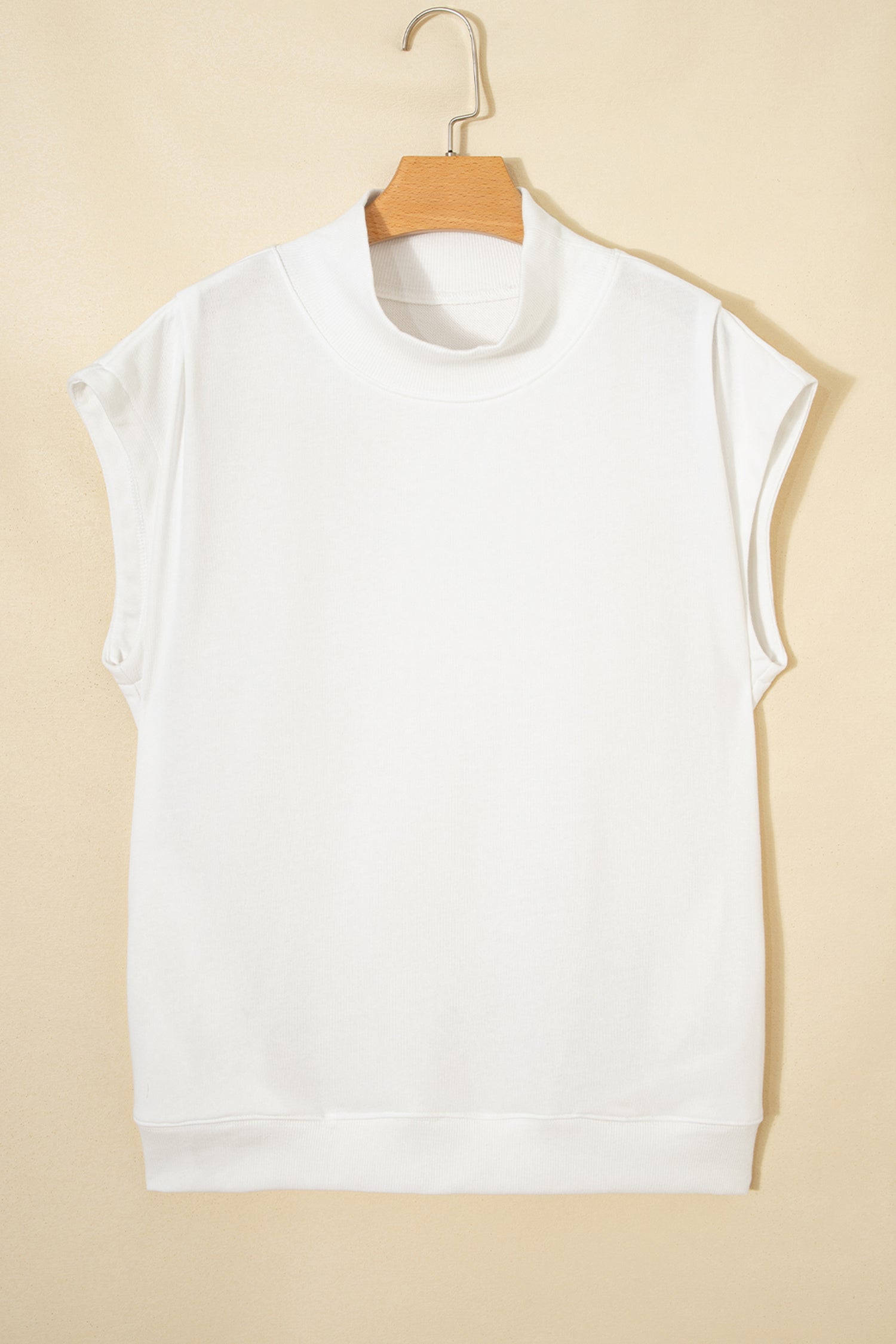 Pink Solid Color High Neck Cap Sleeve Loose Top