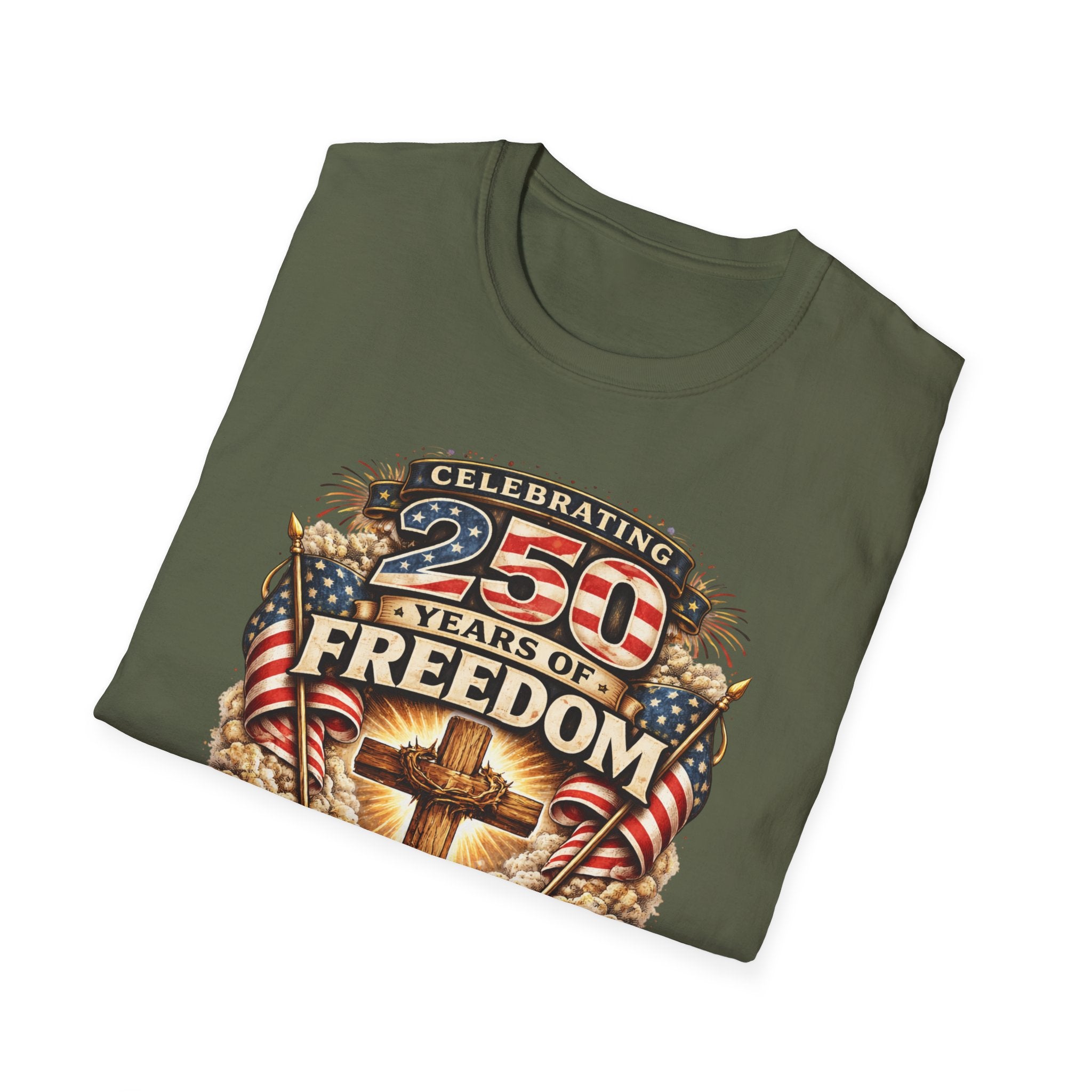 "In Christ Alone" 1776–2026 Patriotic Cross Tee
