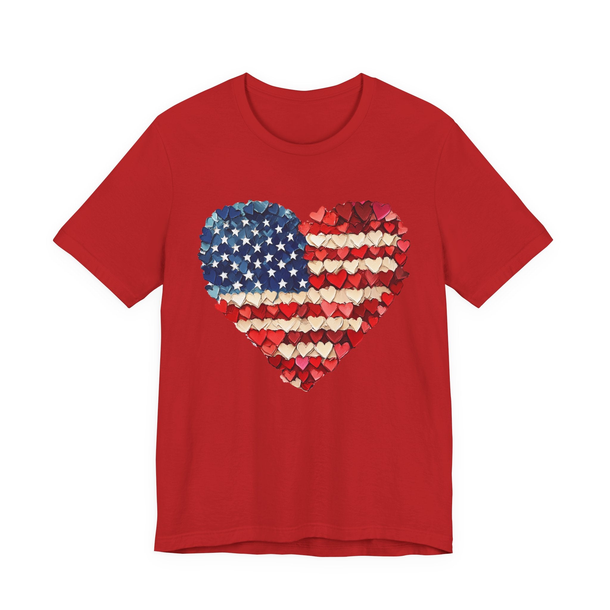 American Flag Heart T-Shirt — Patriotic USA Floral Heart Tee for 4th of July