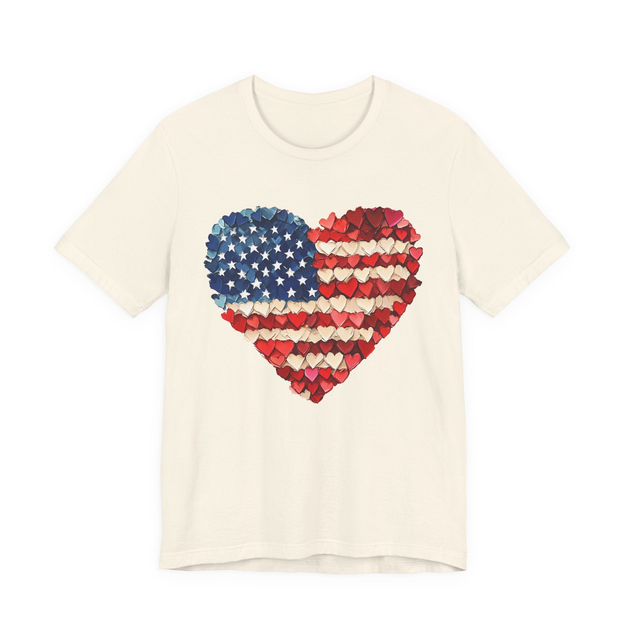 American Flag Heart T-Shirt — Patriotic USA Floral Heart Tee for 4th of July