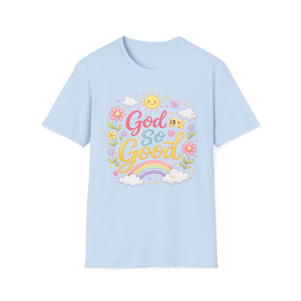 God Is So Good T-Shirt — Cute Floral Rainbow Christian Tee