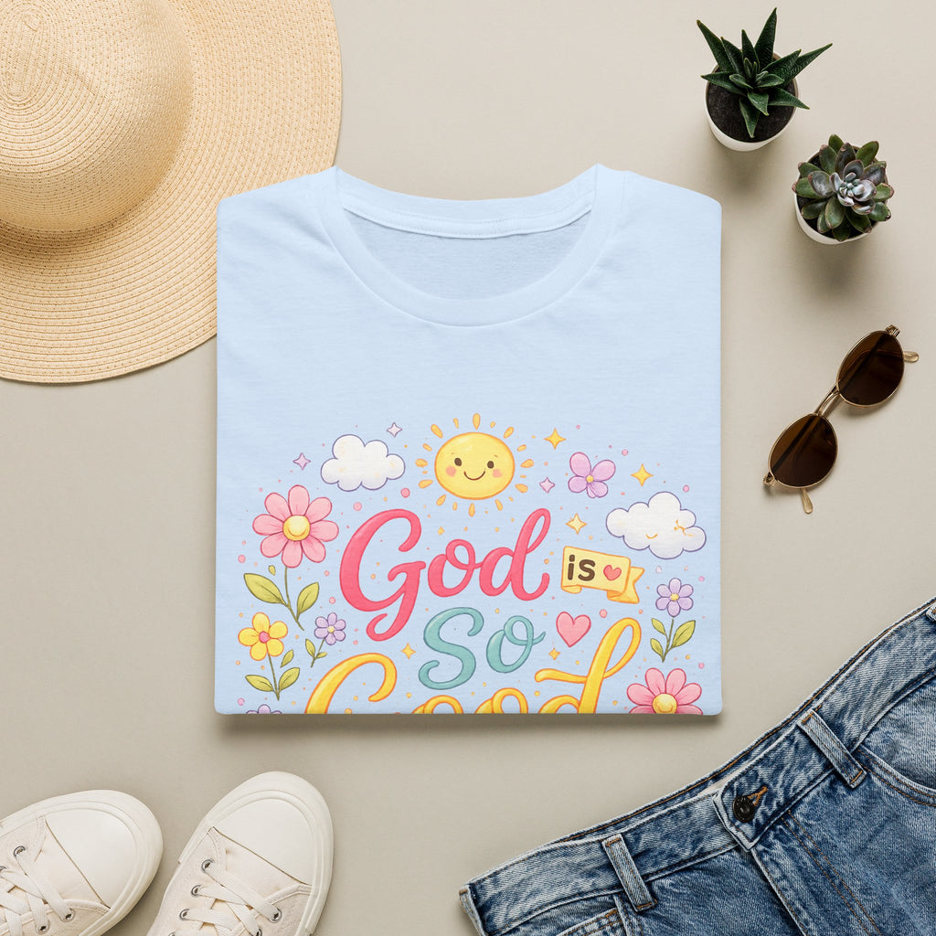 God Is So Good T-Shirt — Cute Floral Rainbow Christian Tee