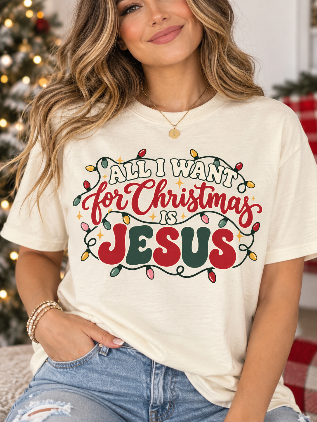 All I Want for Christmas Is Jesus – Retro Christmas Graphic Tee