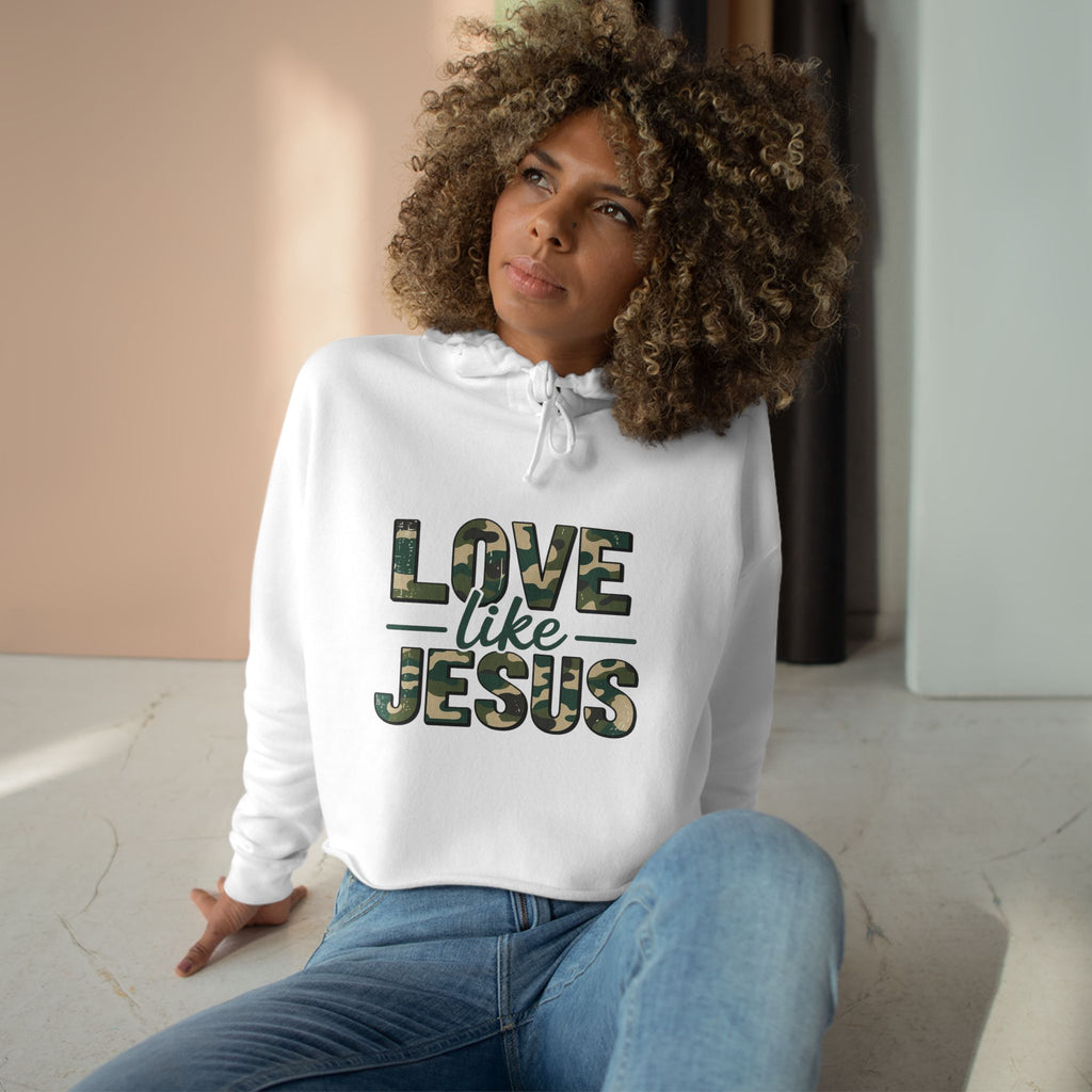 Love Like Jesus Cropped Hoodie — Christian Camo Faith Sweatshirt