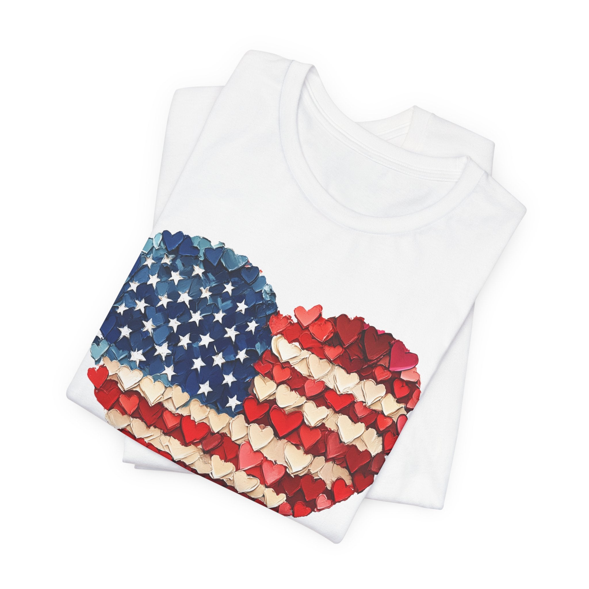 American Flag Heart T-Shirt — Patriotic USA Floral Heart Tee for 4th of July