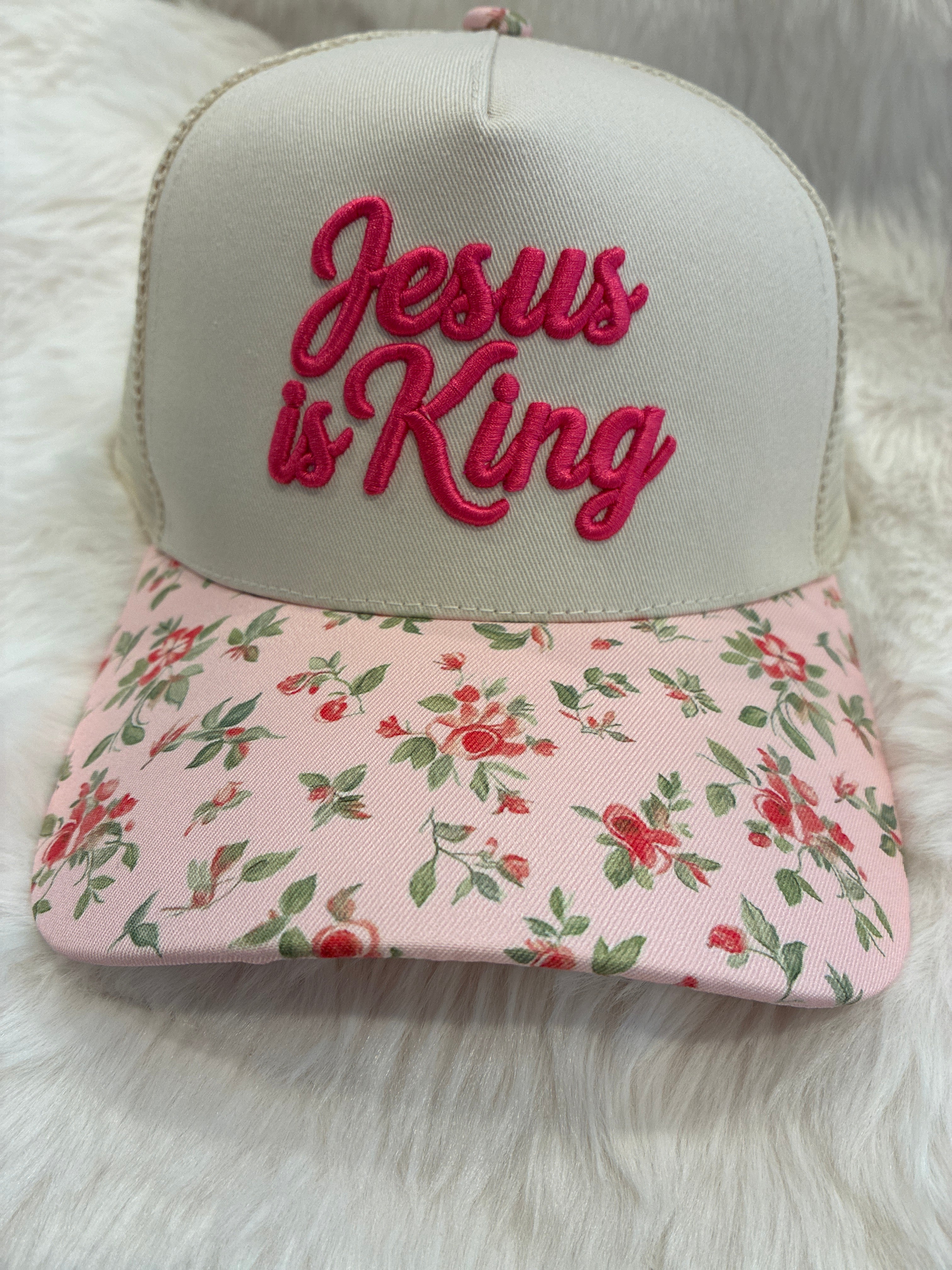 Jesus is King Floral Hat