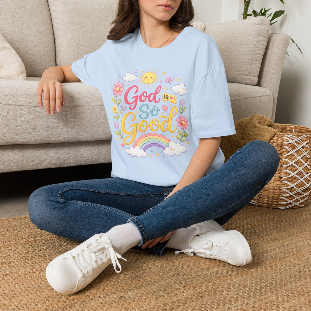 God Is So Good T-Shirt — Cute Floral Rainbow Christian Tee