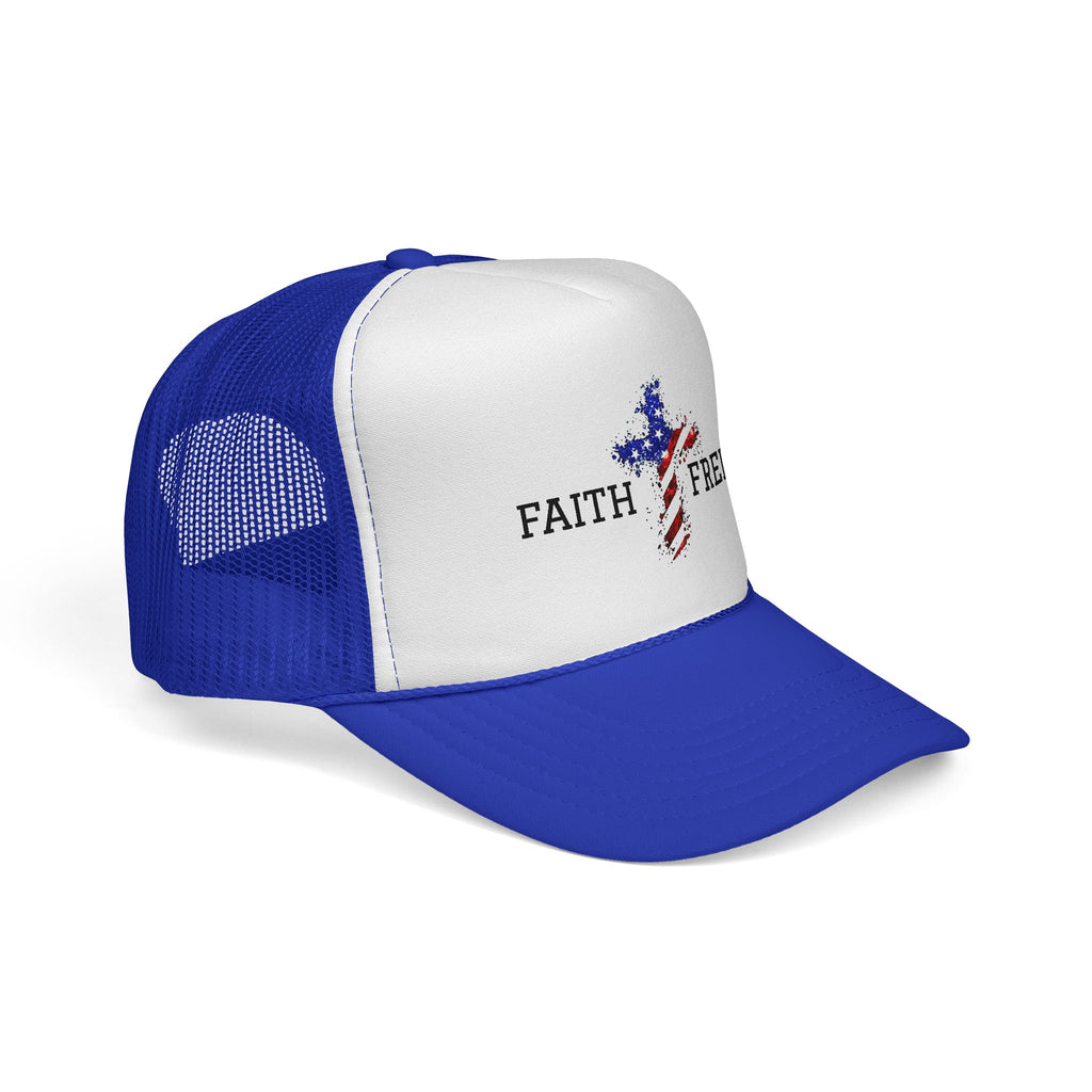 Faith & Freedom Trucker Hat — American Flag Cross Mesh Cap