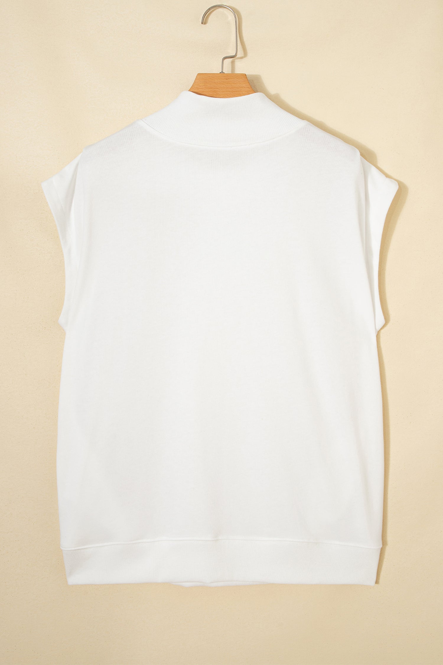 Pink Solid Color High Neck Cap Sleeve Loose Top