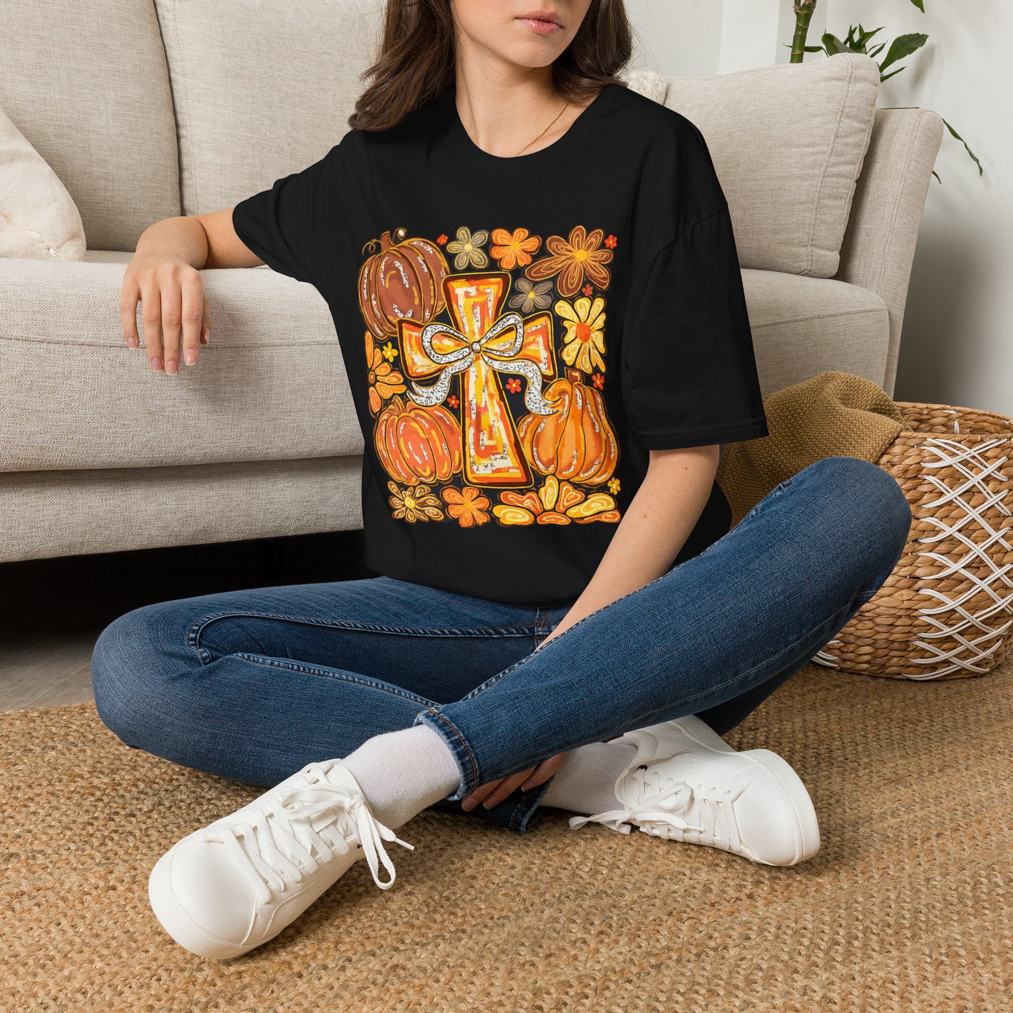 Autumn Cross & Pumpkins T‑Shirt