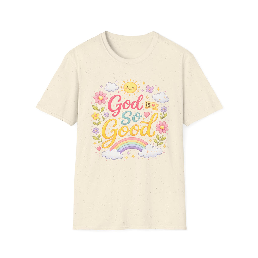 God Is So Good T-Shirt — Cute Floral Rainbow Christian Tee