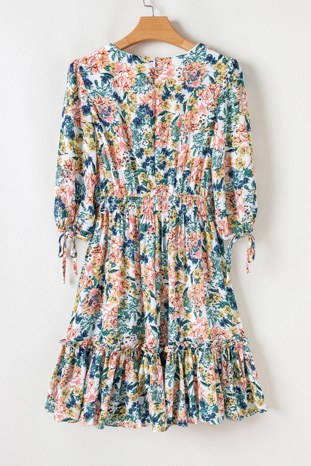 V Neck High Waist Ruffled Dress