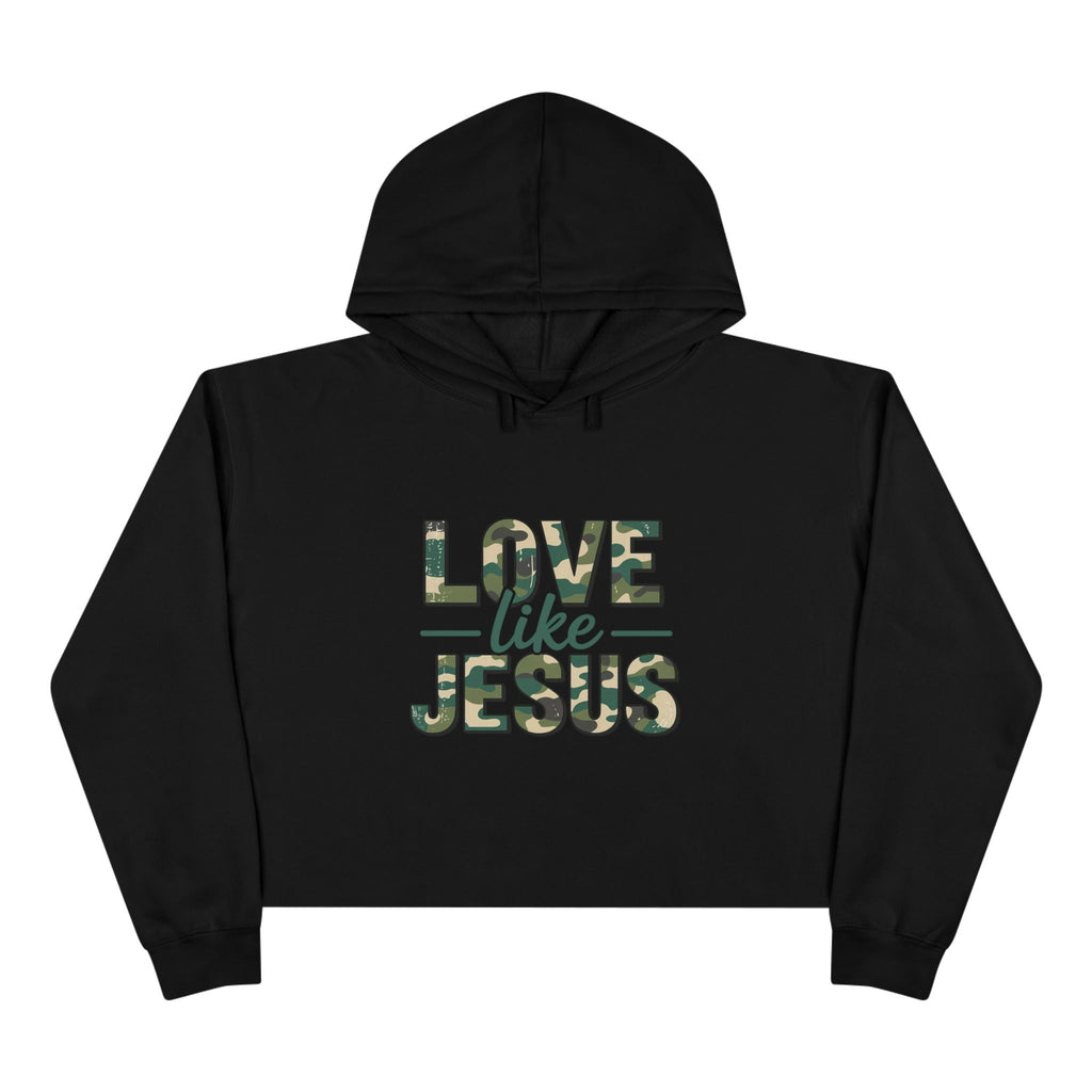 Love Like Jesus Cropped Hoodie — Christian Camo Faith Sweatshirt