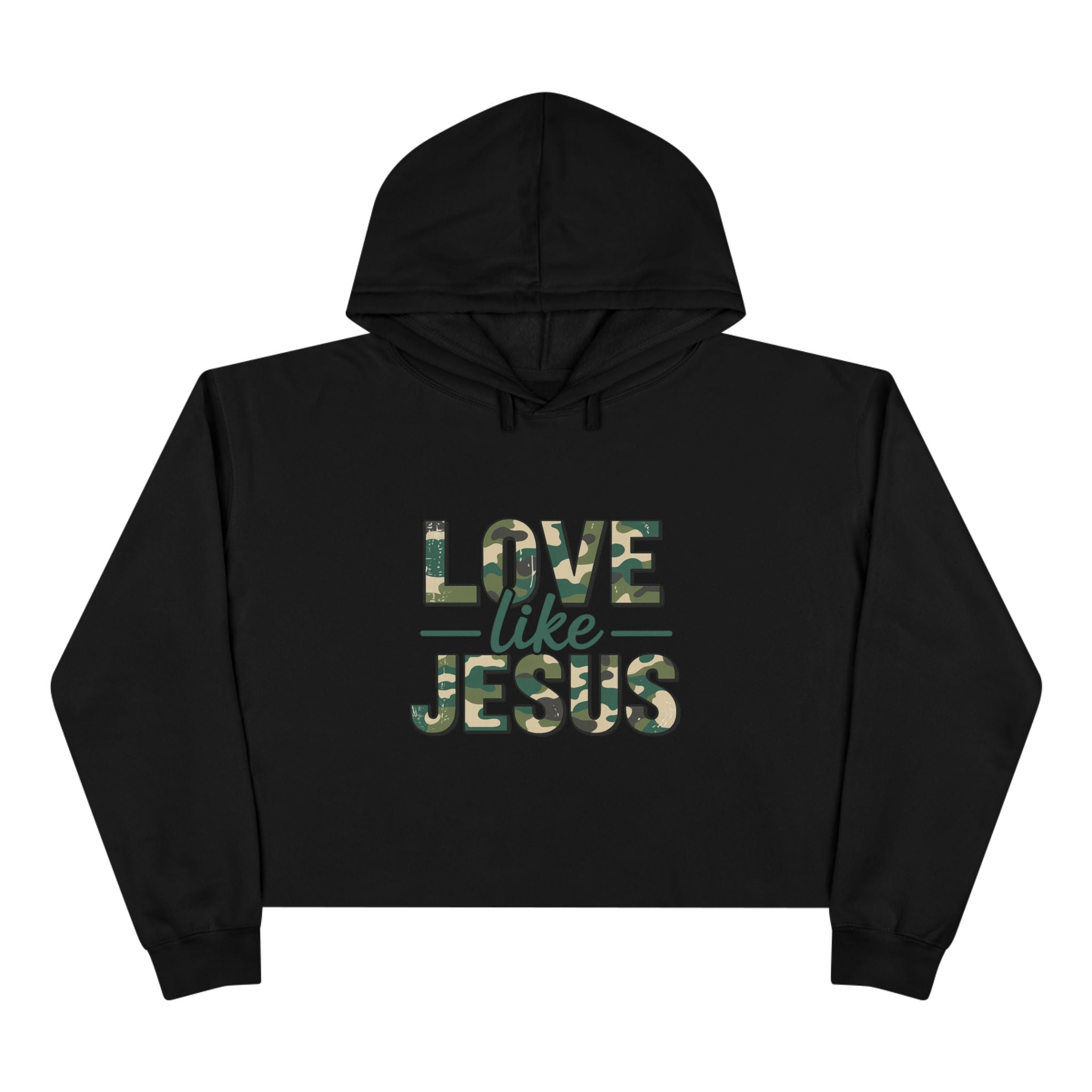 Love Like Jesus Cropped Hoodie — Christian Camo Faith Sweatshirt
