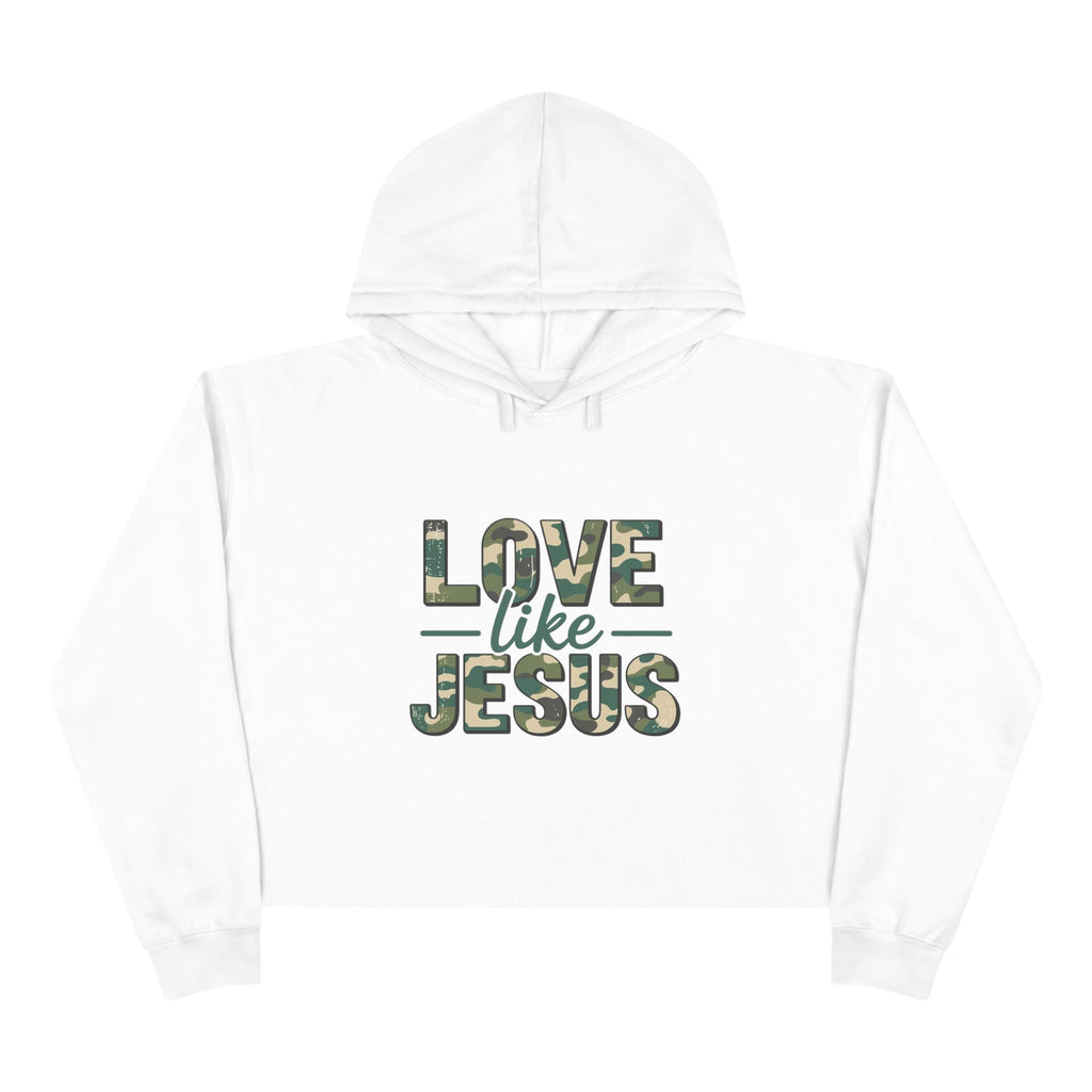 Love Like Jesus Cropped Hoodie — Christian Camo Faith Sweatshirt
