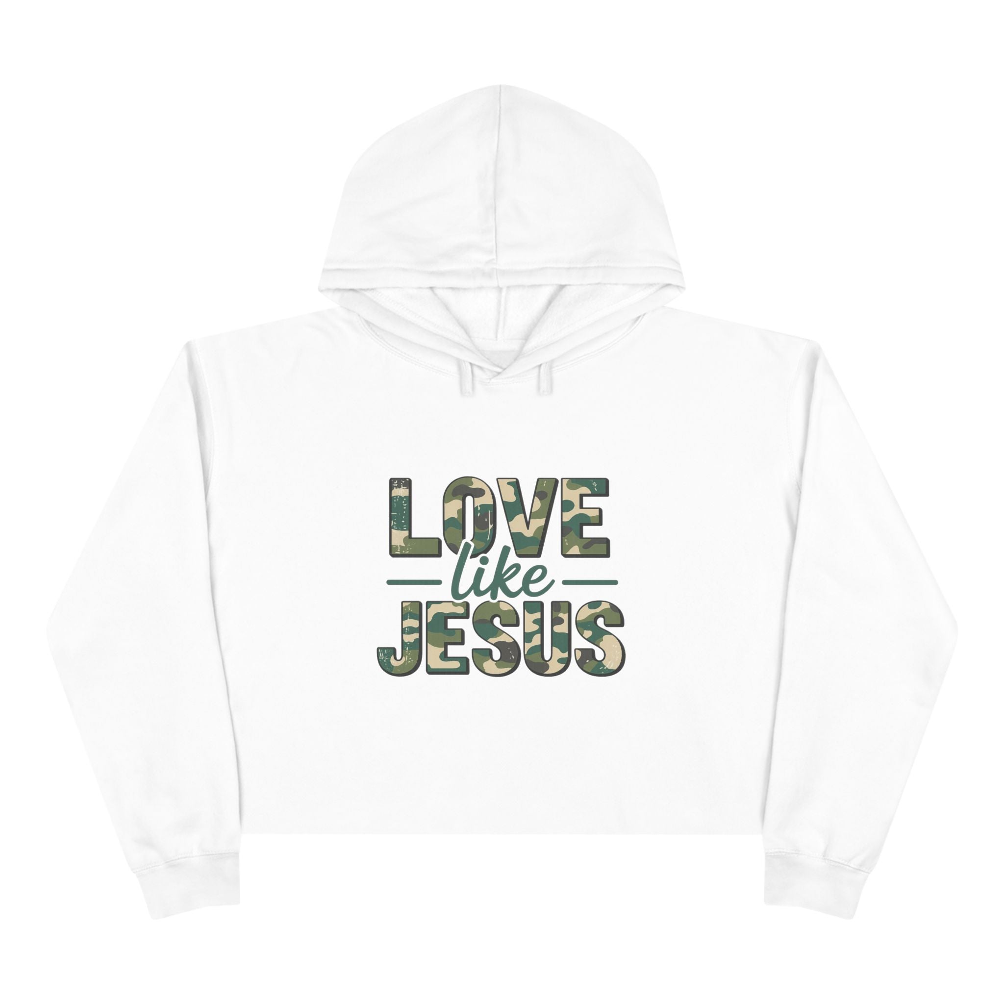 Love Like Jesus Cropped Hoodie — Christian Camo Faith Sweatshirt