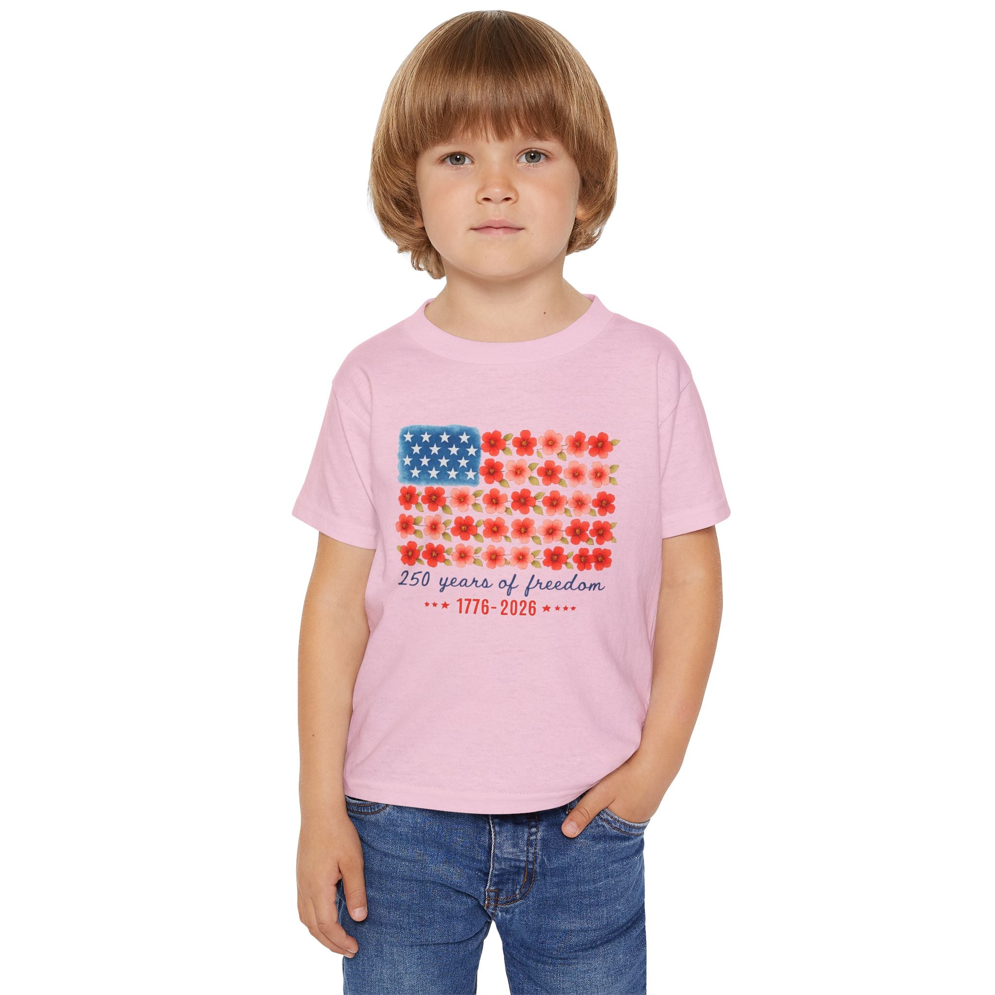 250 Years of Freedom USA Flag Flora Toddler T-shirt