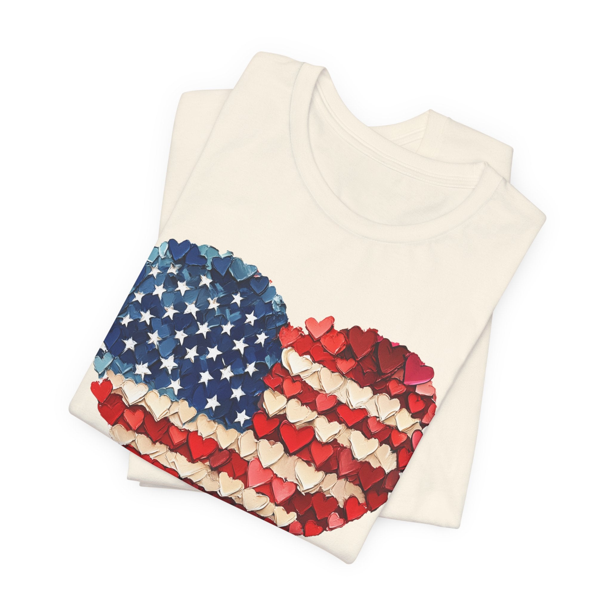 American Flag Heart T-Shirt — Patriotic USA Floral Heart Tee for 4th of July