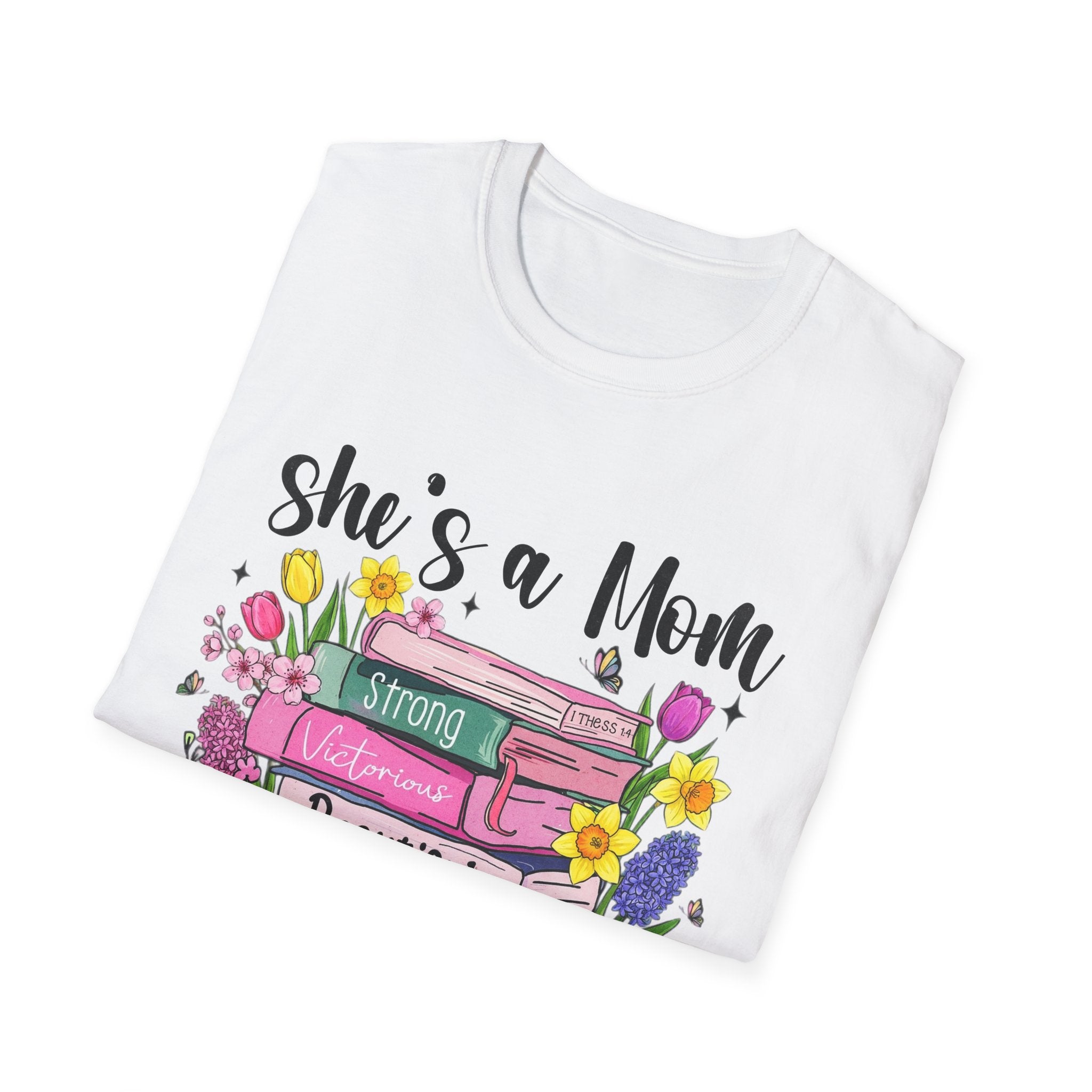 She’s a Mom Floral Stack T-Shirt — "Strong, Beautiful, Never Alone" Gift Tee