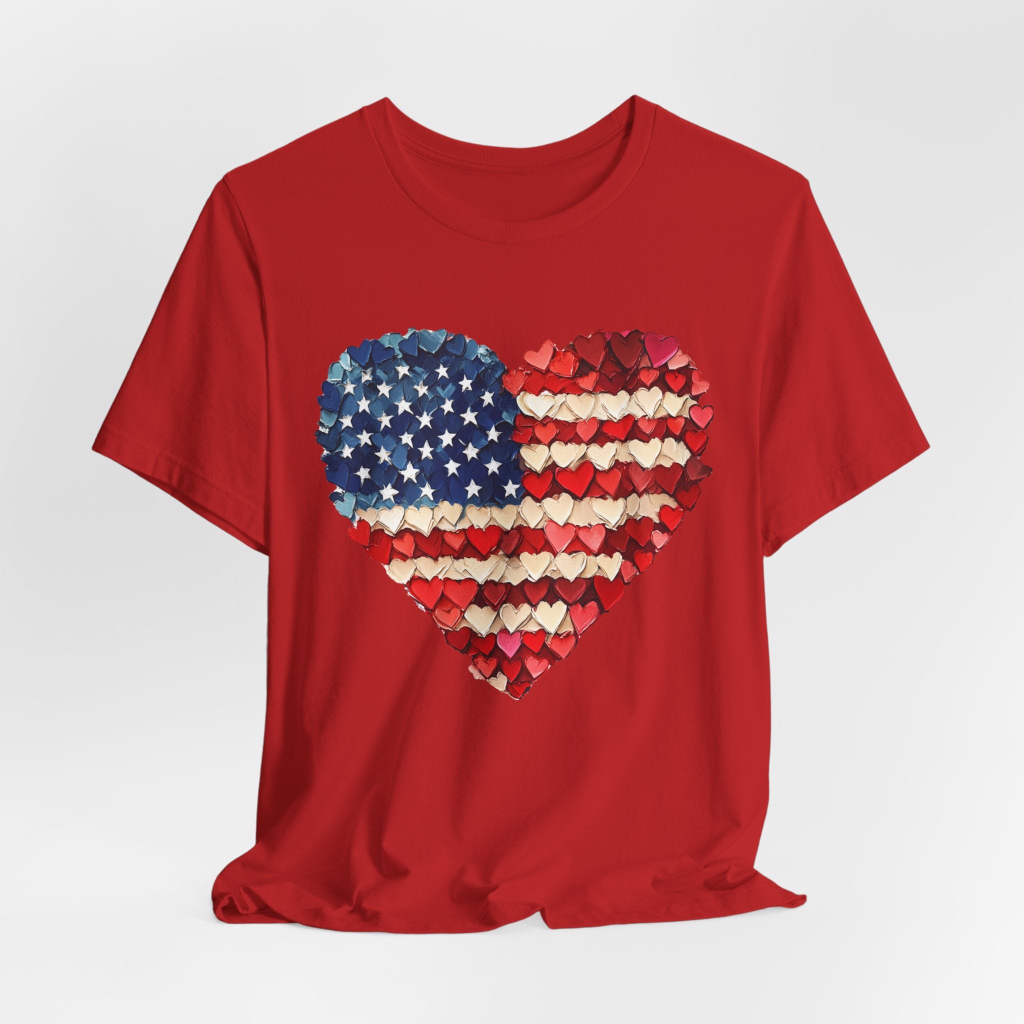 American Flag Heart T-Shirt — Patriotic USA Floral Heart Tee for 4th of July